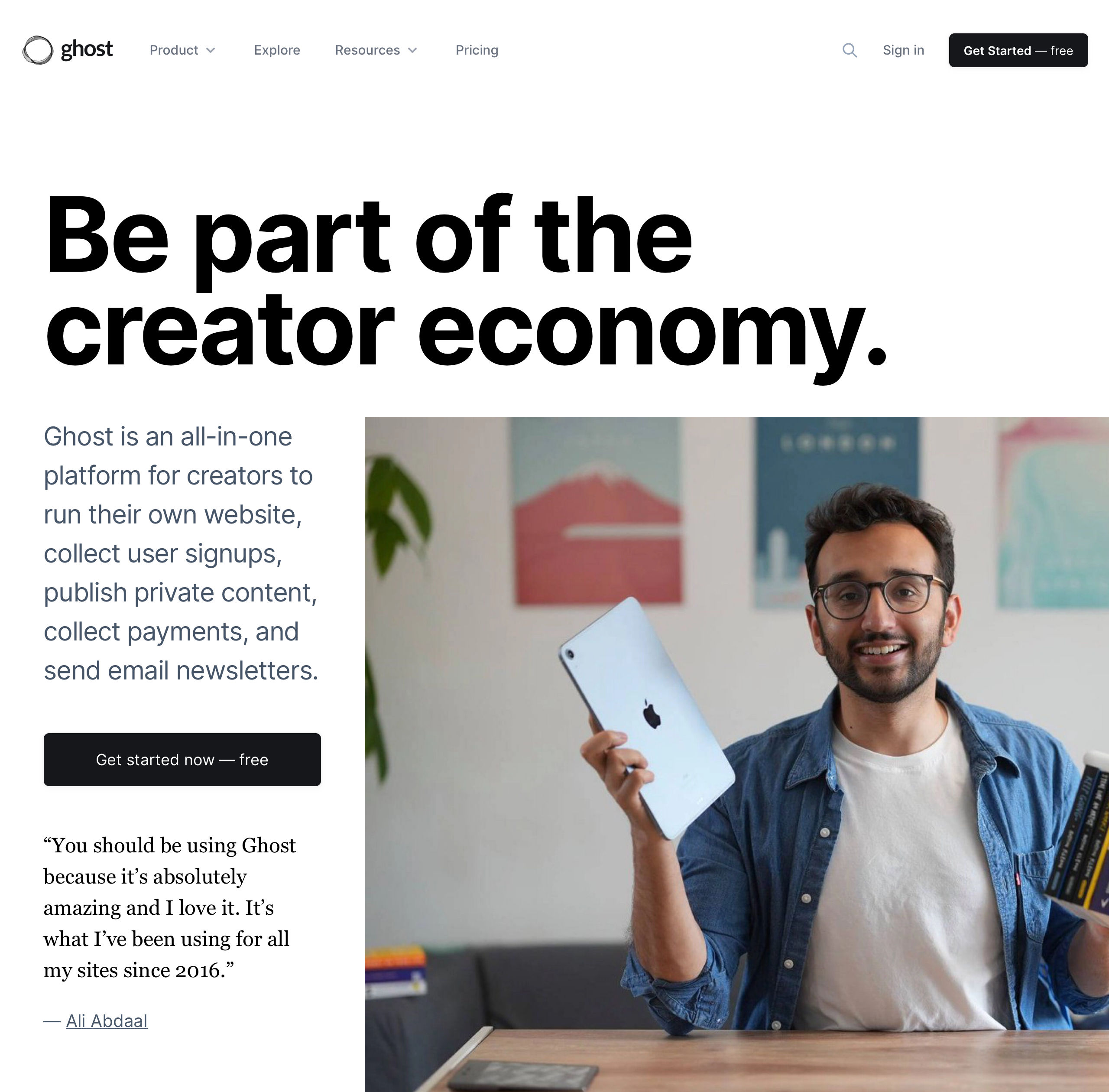 ghost creators interface, desktop light big screenshot
