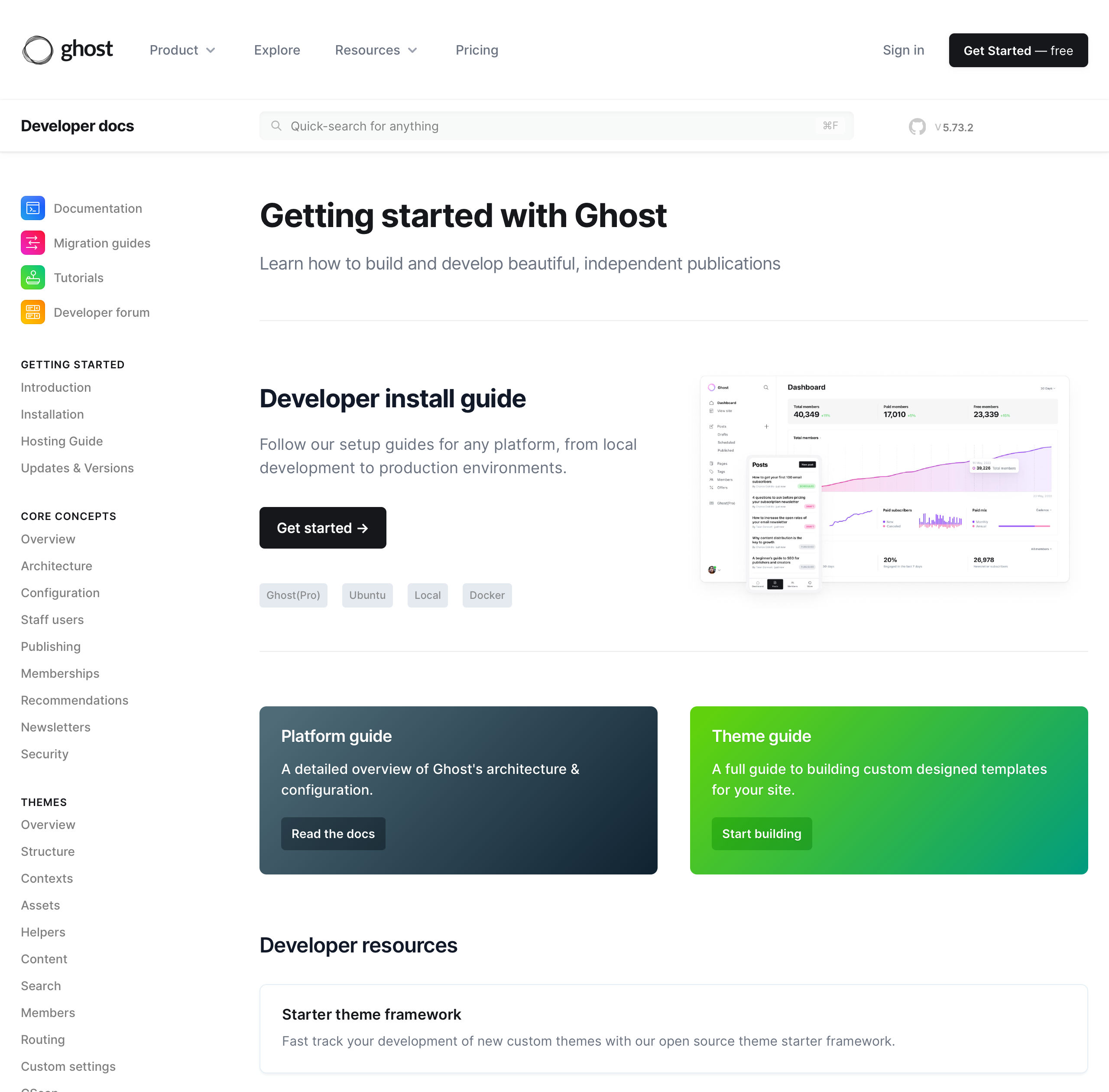 ghost docs interface, desktop light big screenshot