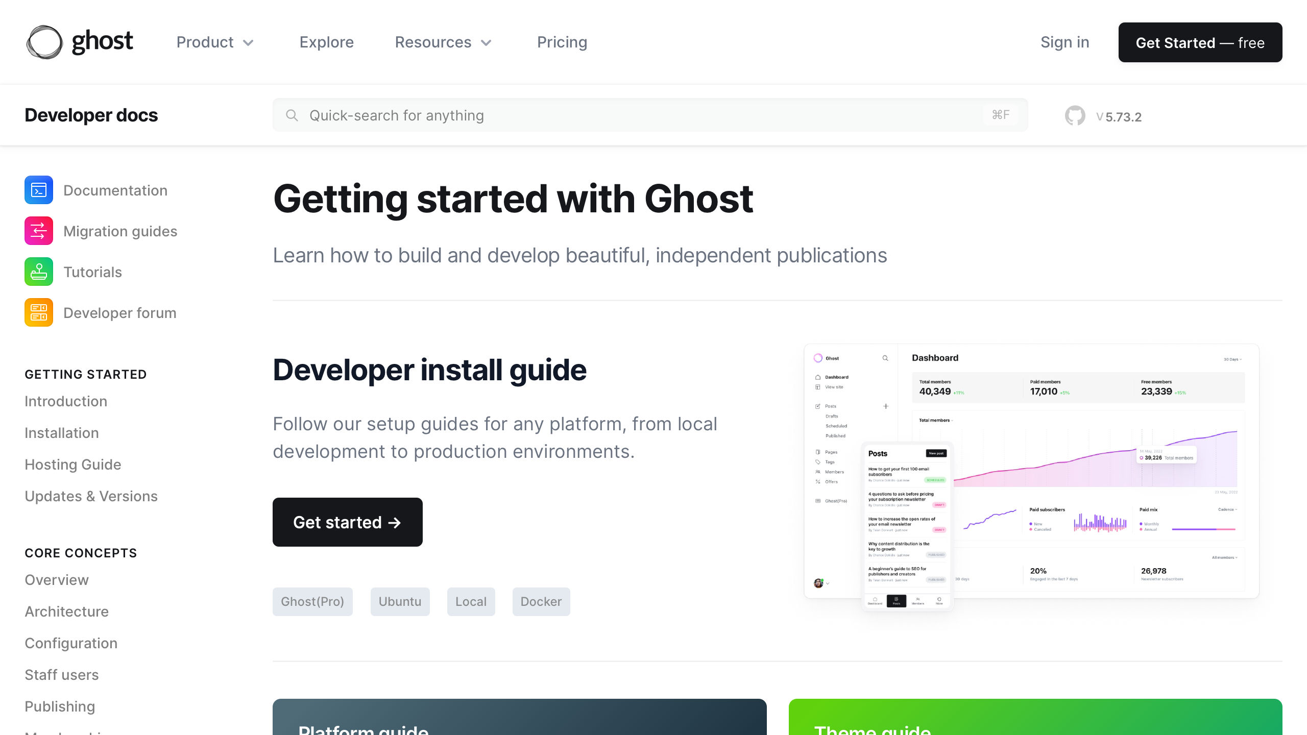 ghost docs interface, desktop light fold screenshot