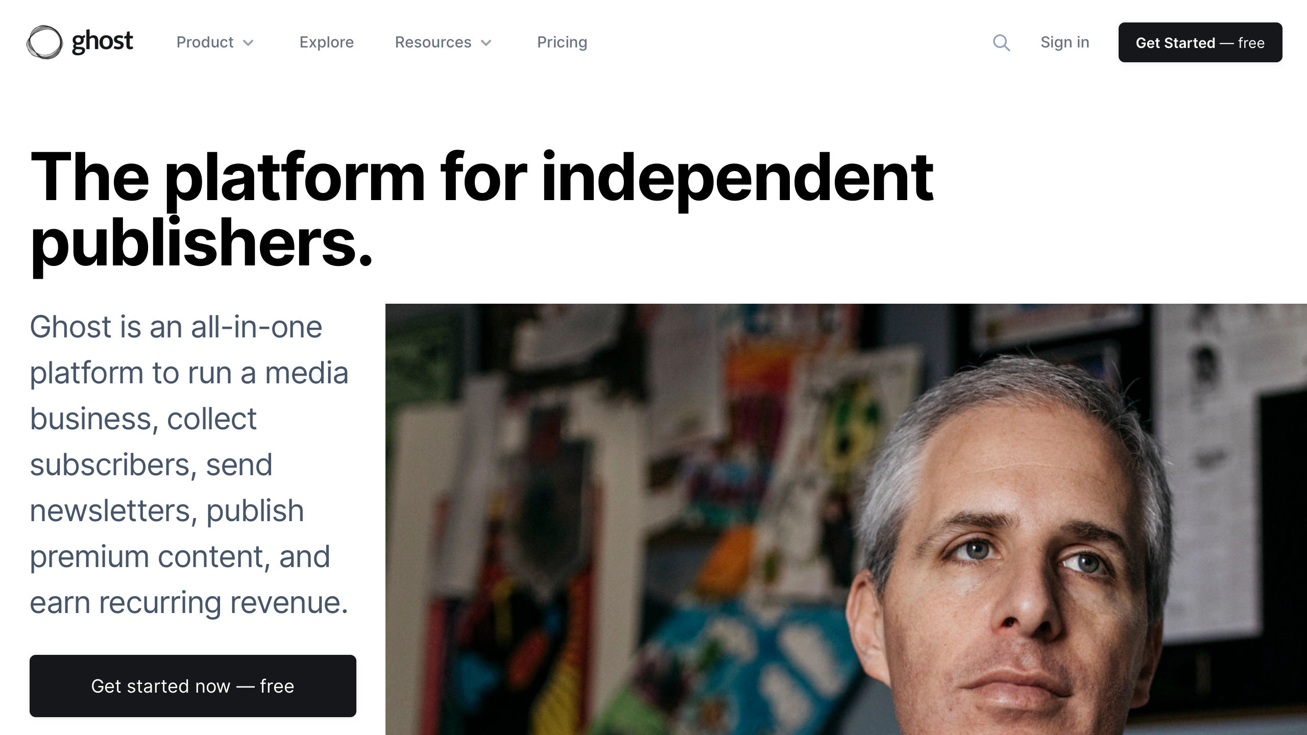 ghost publishers interface, desktop light fold screenshot