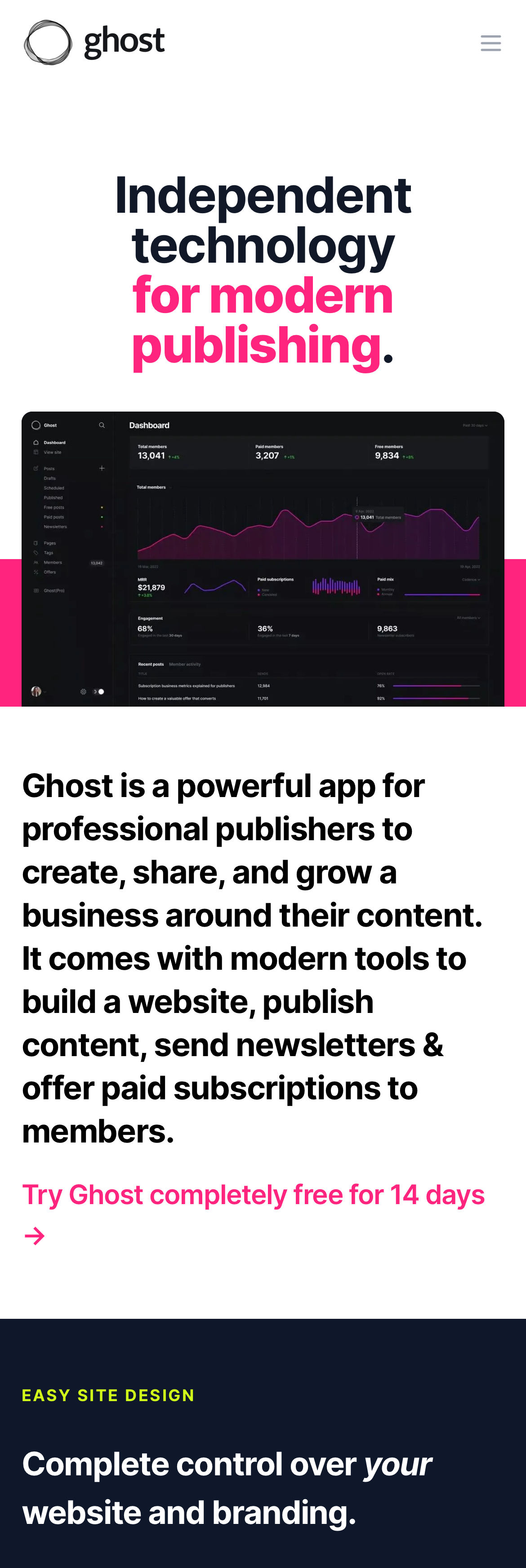 ghost landing interface, mobile light big screenshot