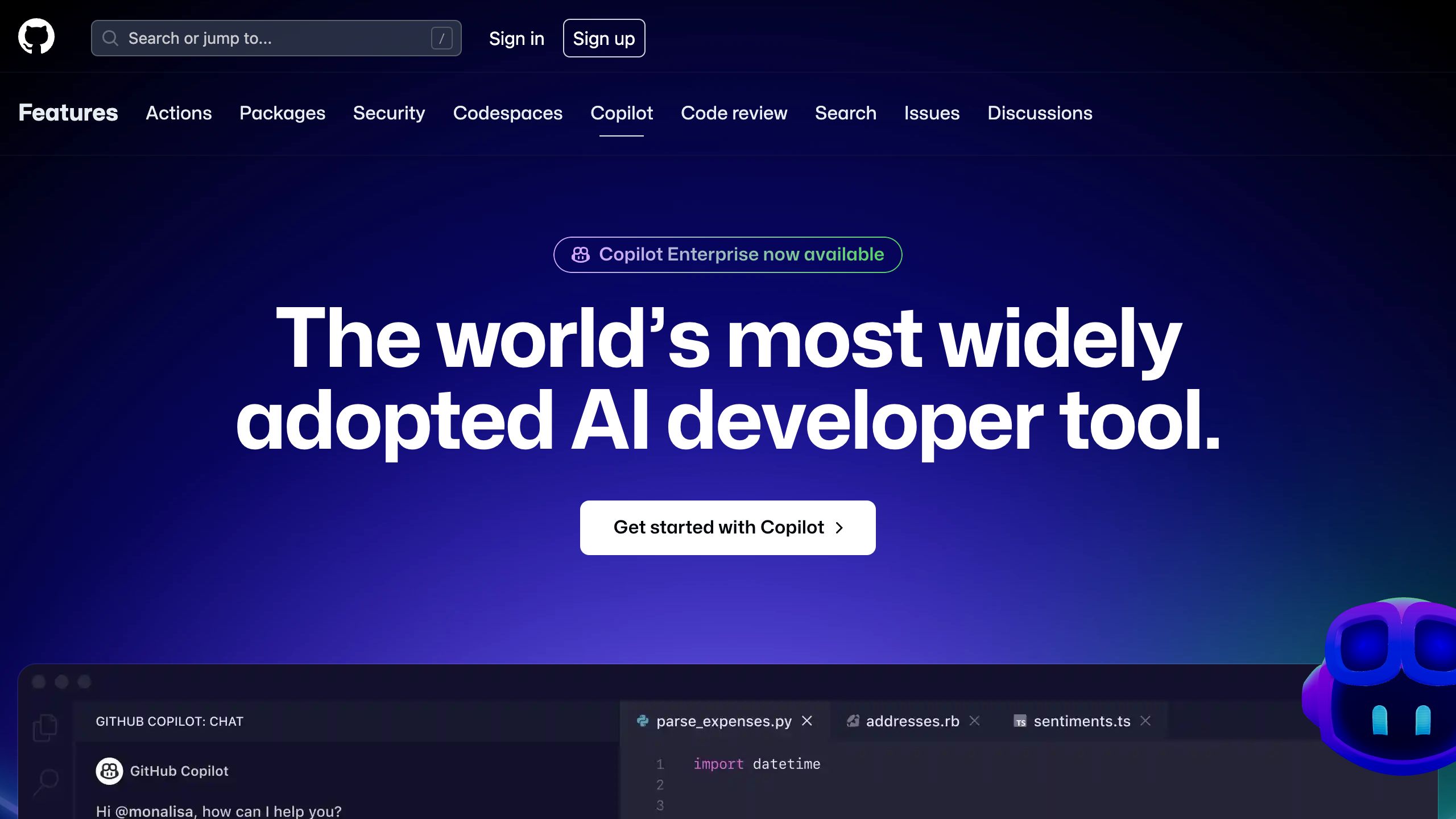 github copilot interface, desktop dark fold screenshot