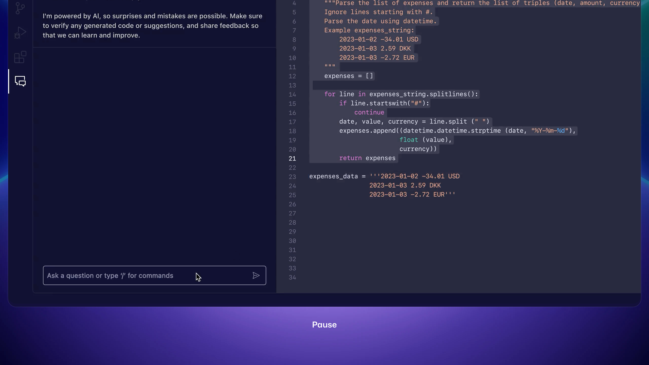 github copilot interface, desktop dark stack screenshot