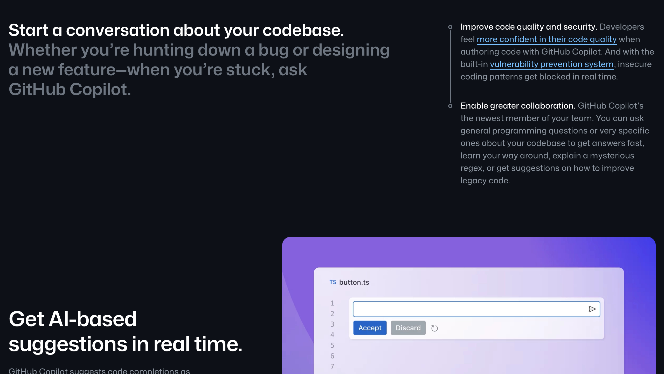 github copilot interface, desktop dark stack screenshot