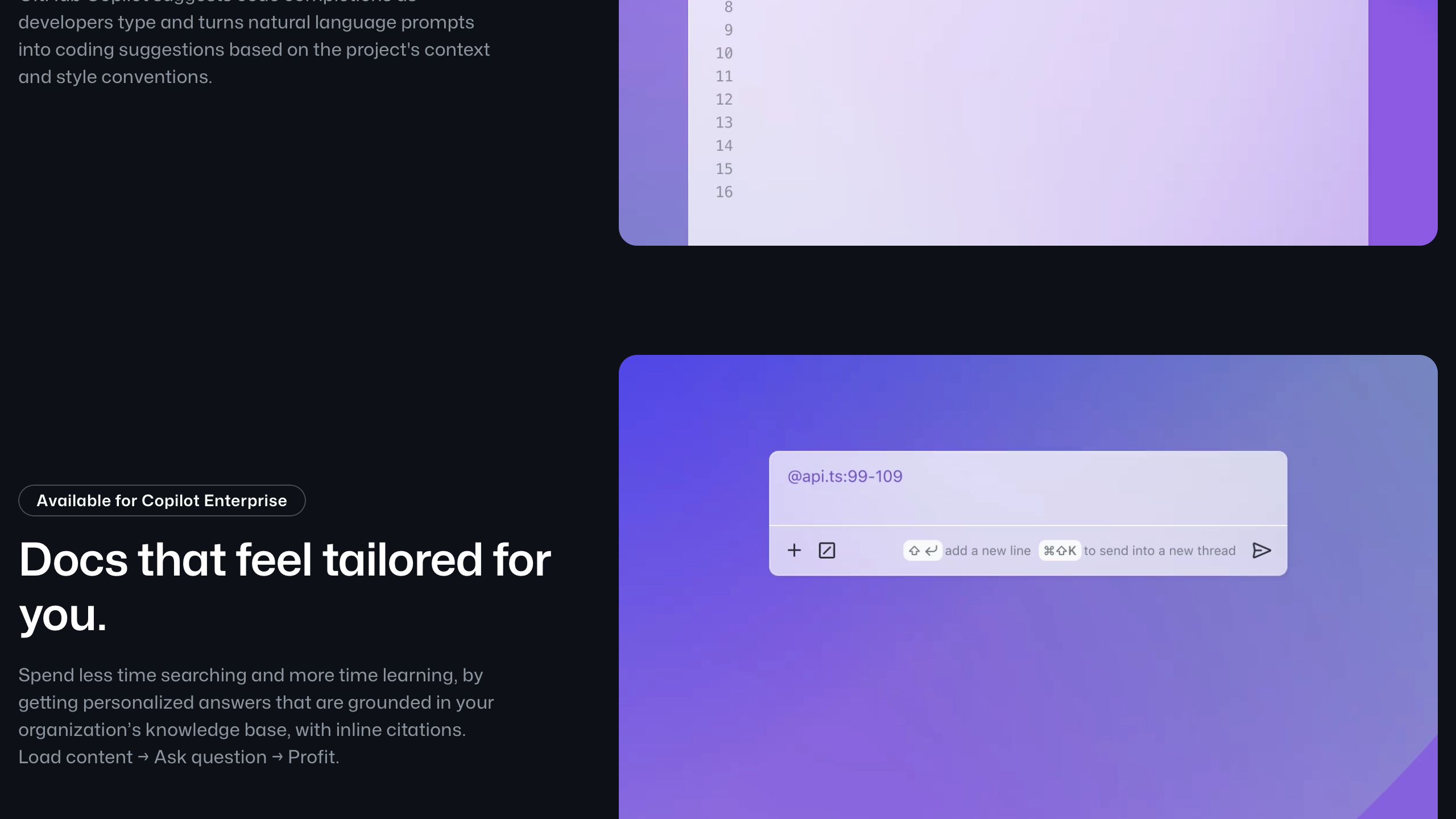 github copilot interface, desktop dark stack screenshot