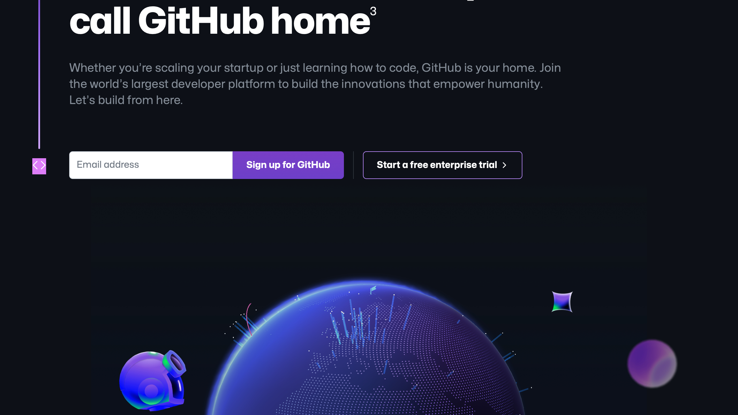 github landing interface, desktop dark stack screenshot