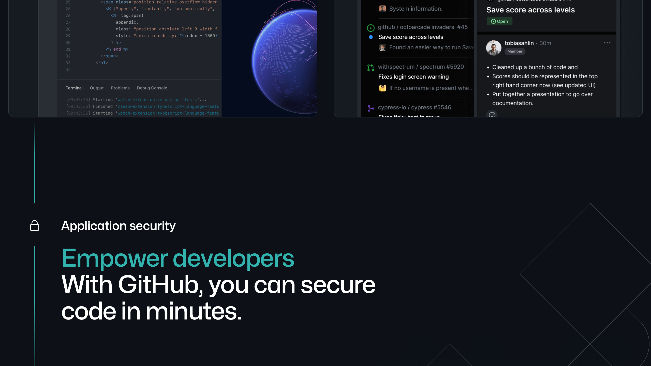 github landing interface, desktop dark stack screenshot