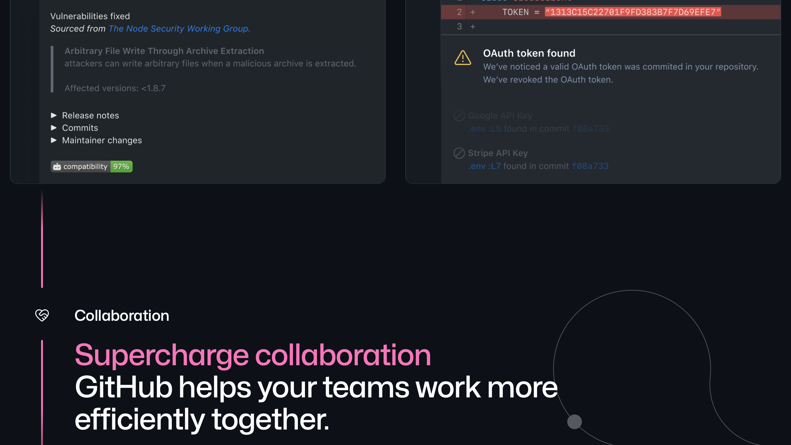 github landing interface, desktop dark stack screenshot