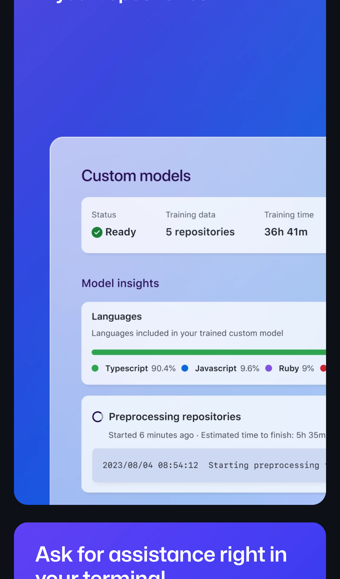 github copilot interface, mobile light stack screenshot