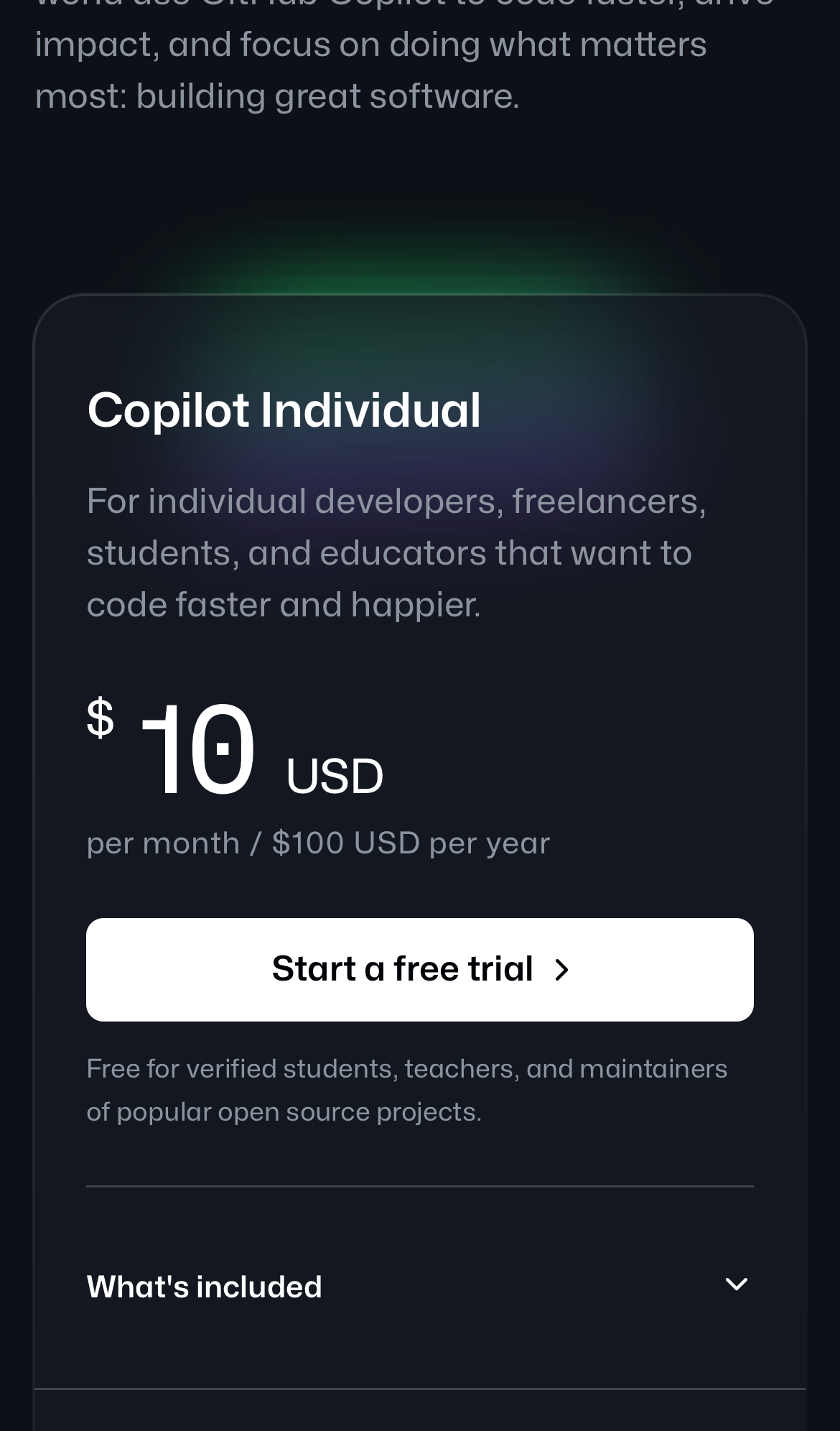 github copilot interface, mobile light stack screenshot