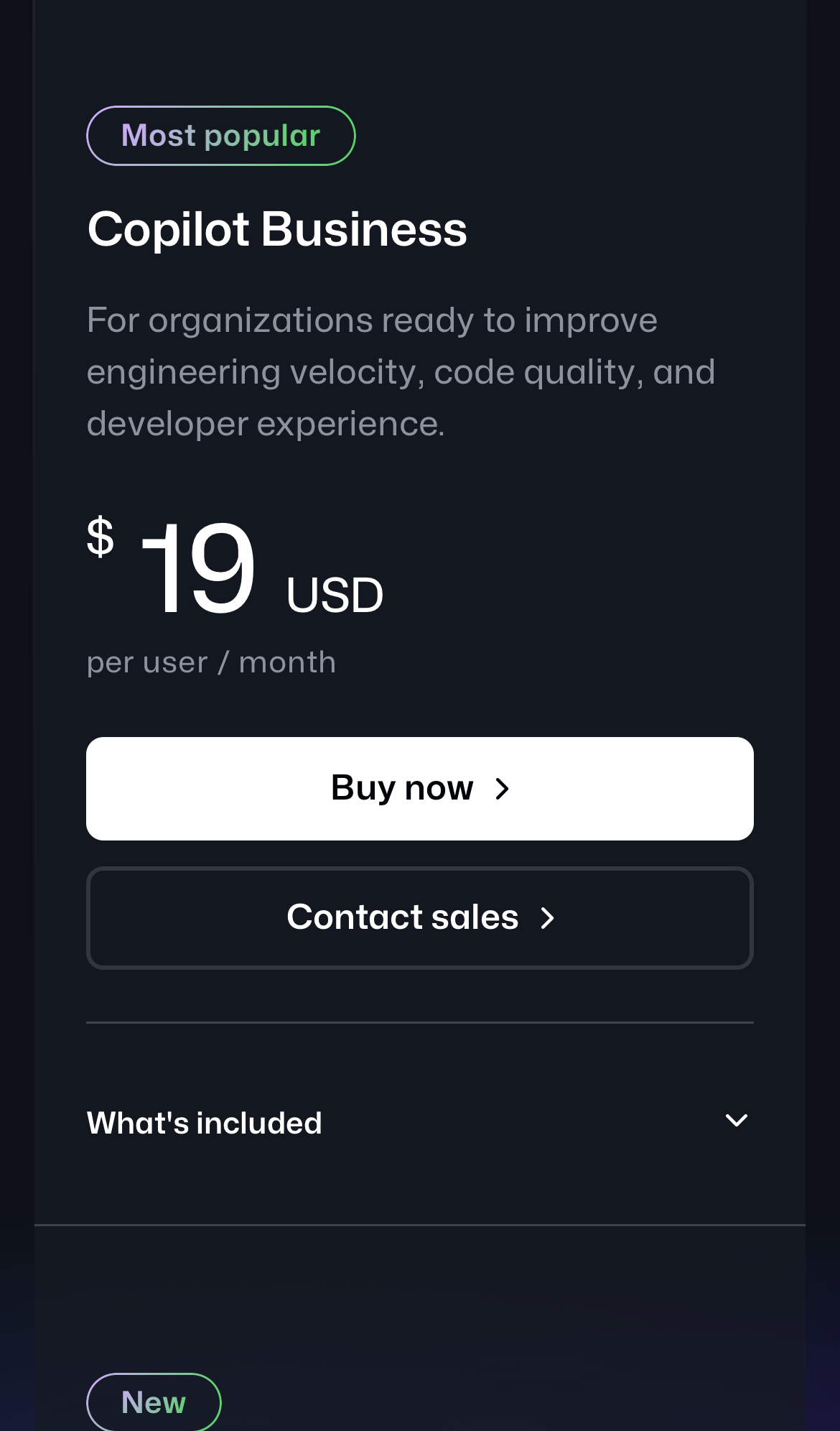 github copilot interface, mobile light stack screenshot