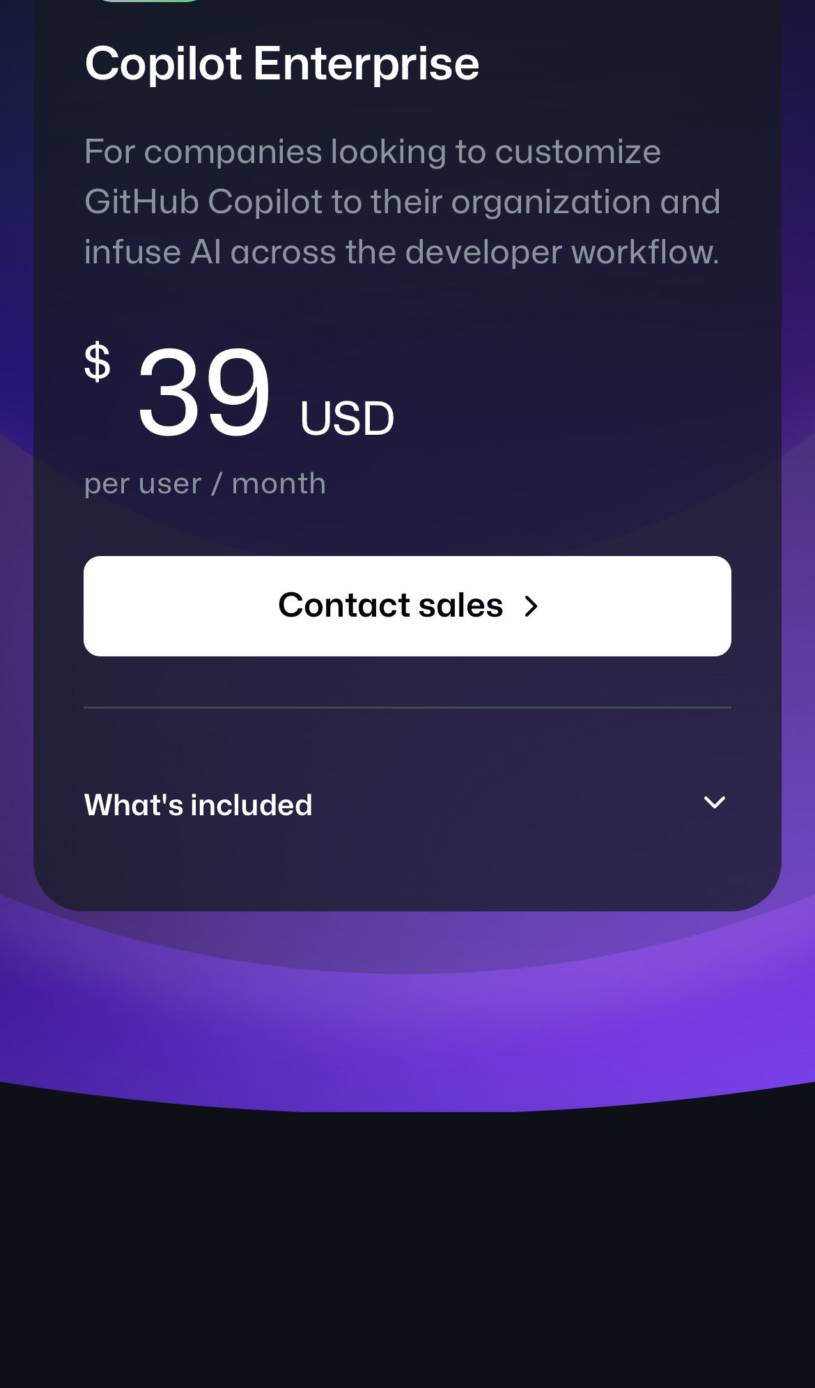 github copilot interface, mobile light stack screenshot