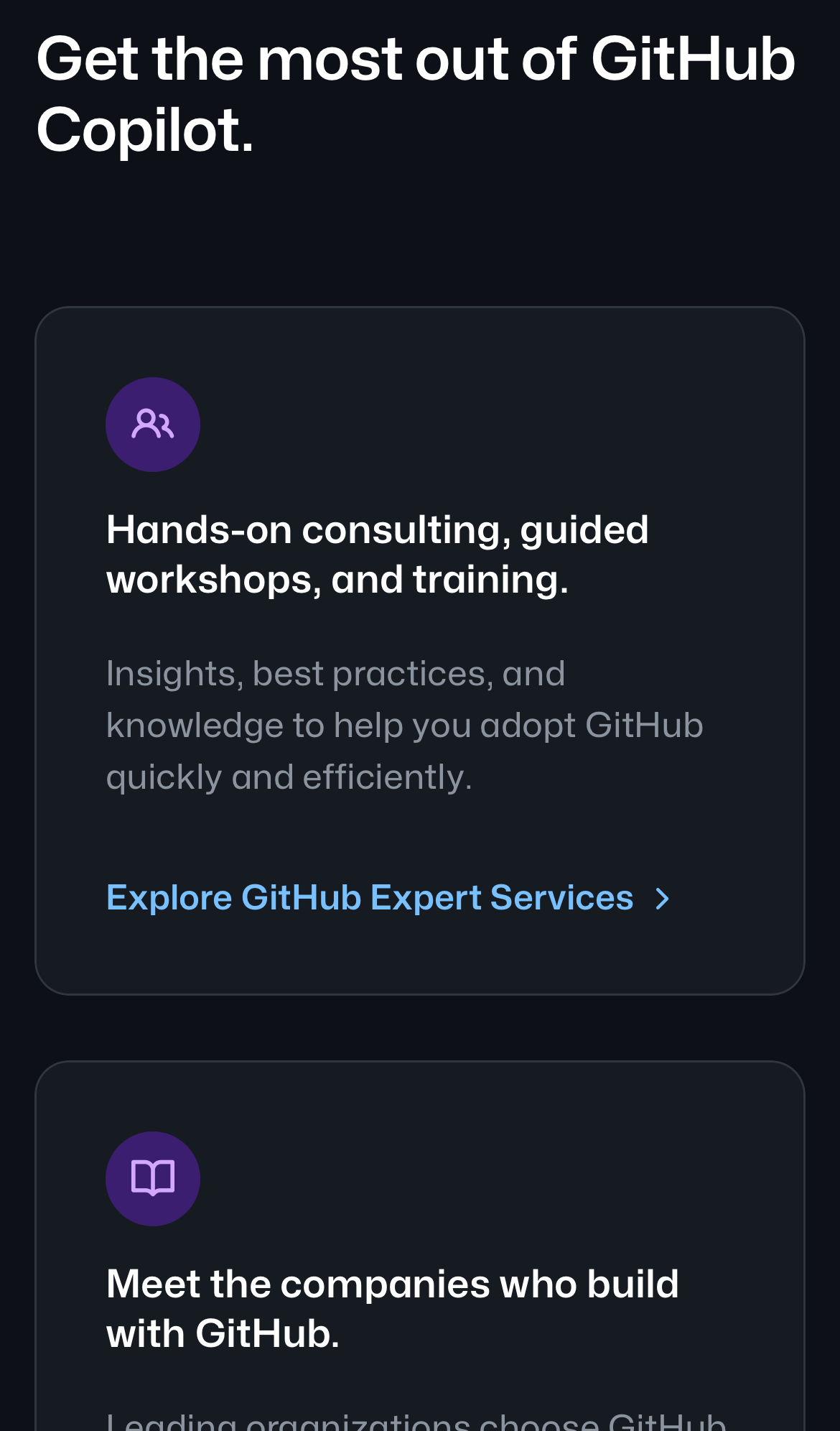 github copilot interface, mobile light stack screenshot