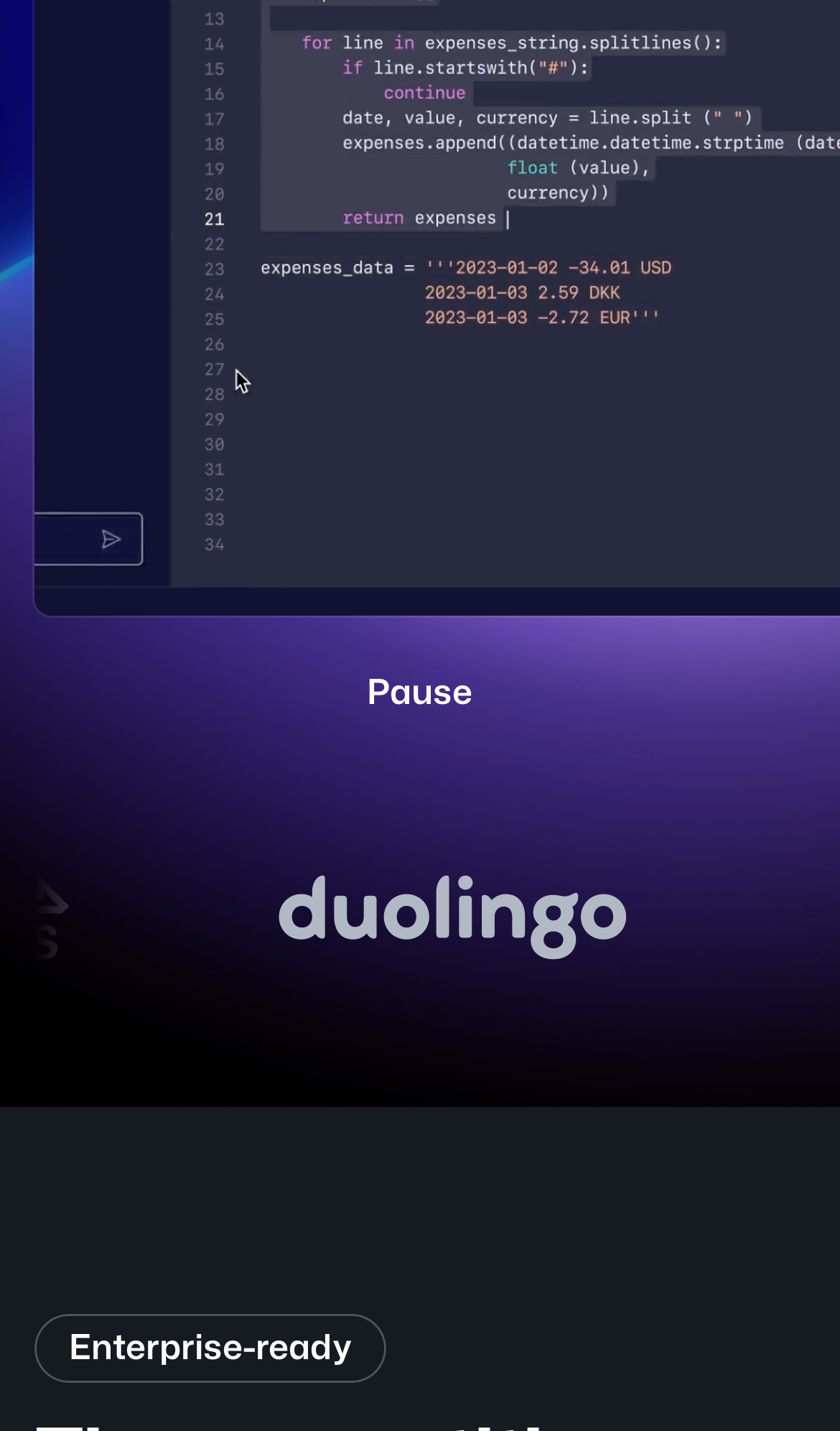 github copilot interface, mobile light stack screenshot