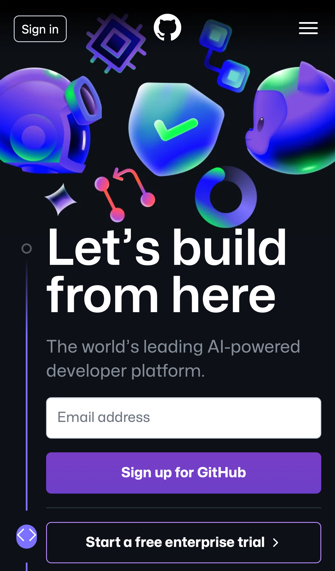 github landing interface, mobile light stack screenshot