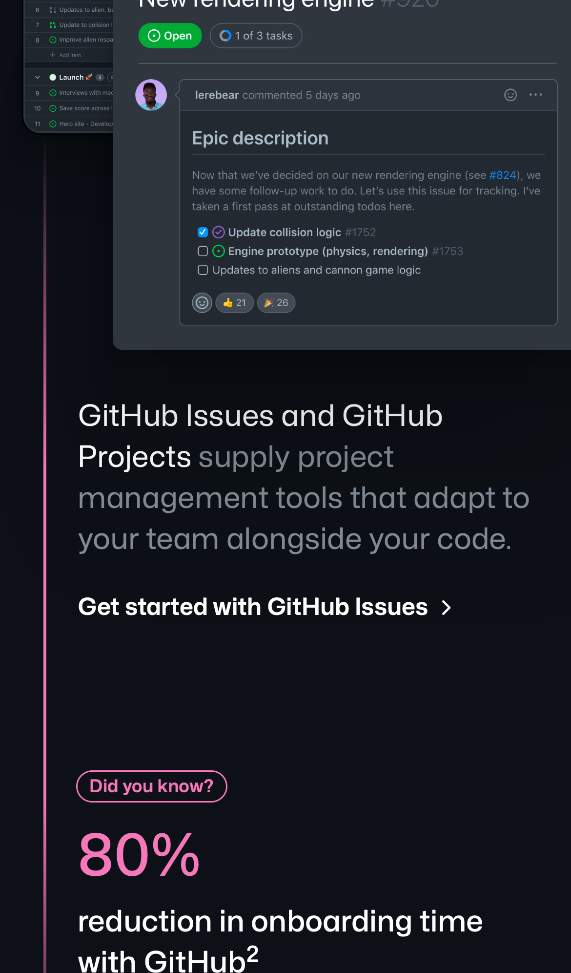 github landing interface, mobile light stack screenshot