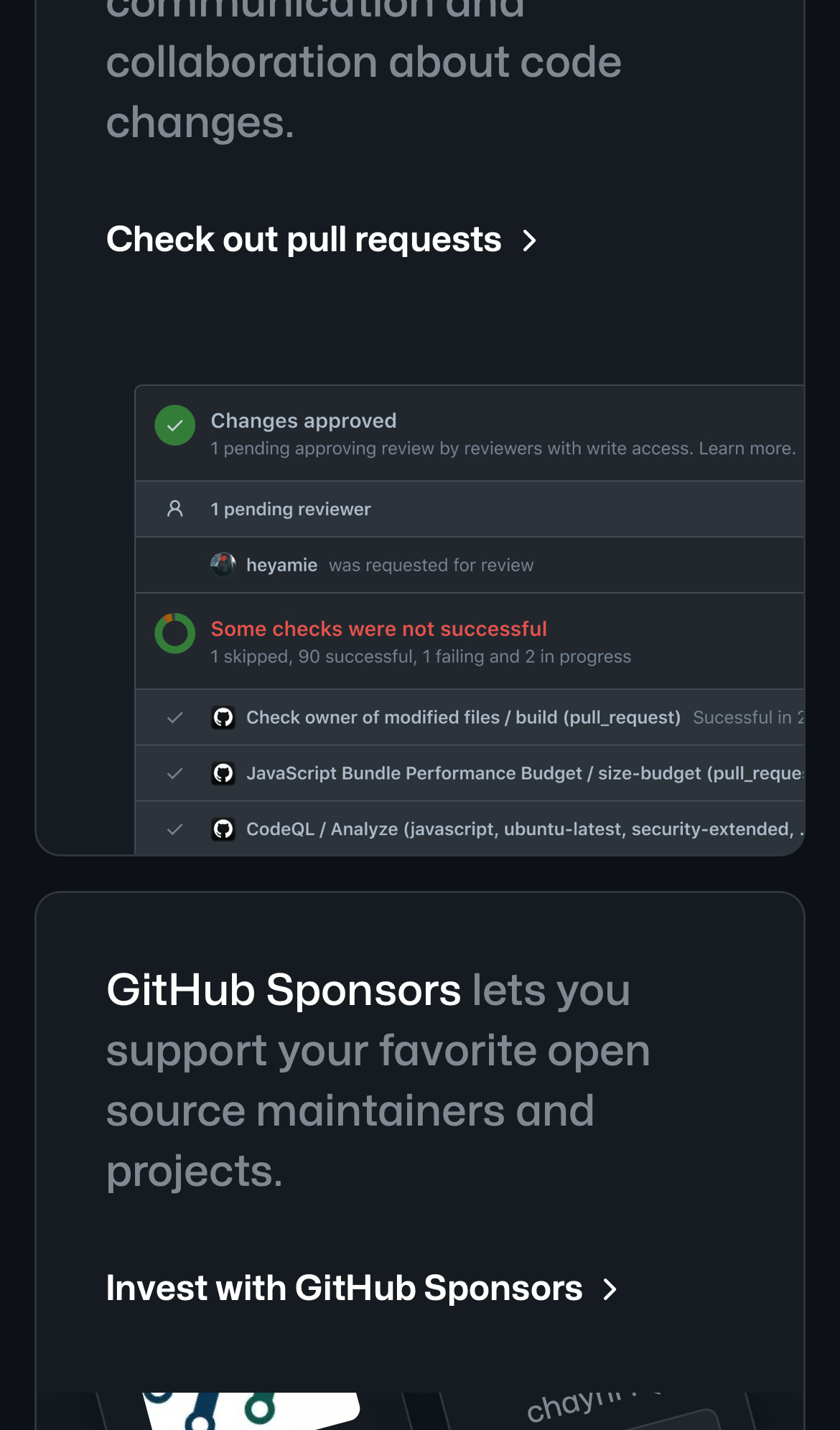 github landing interface, mobile light stack screenshot
