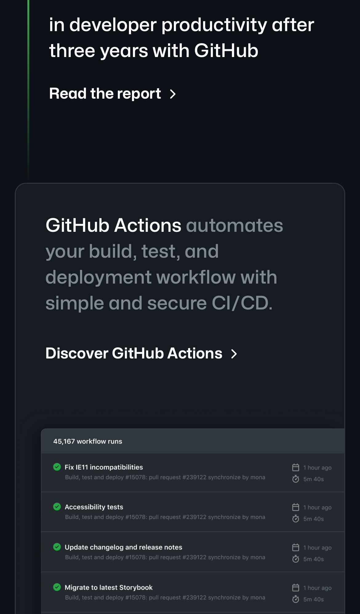 github landing interface, mobile light stack screenshot