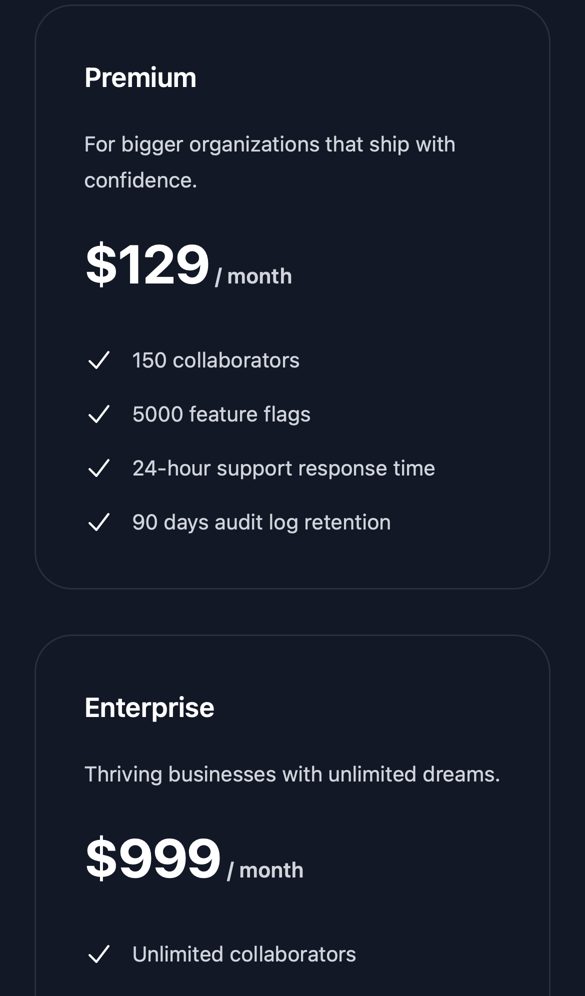 groundcontrol pricing interface, mobile dark stack screenshot