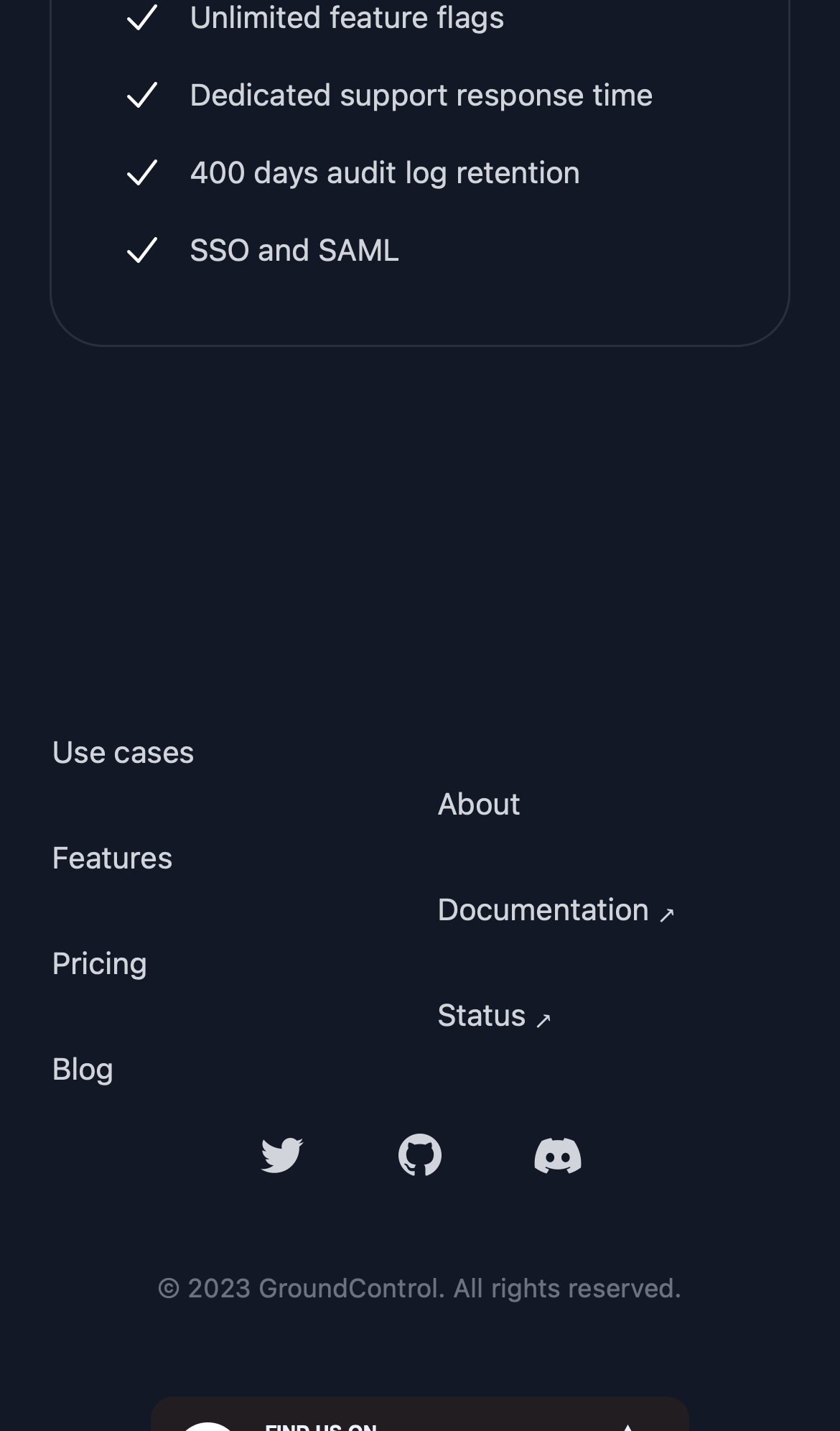 groundcontrol pricing interface, mobile dark stack screenshot