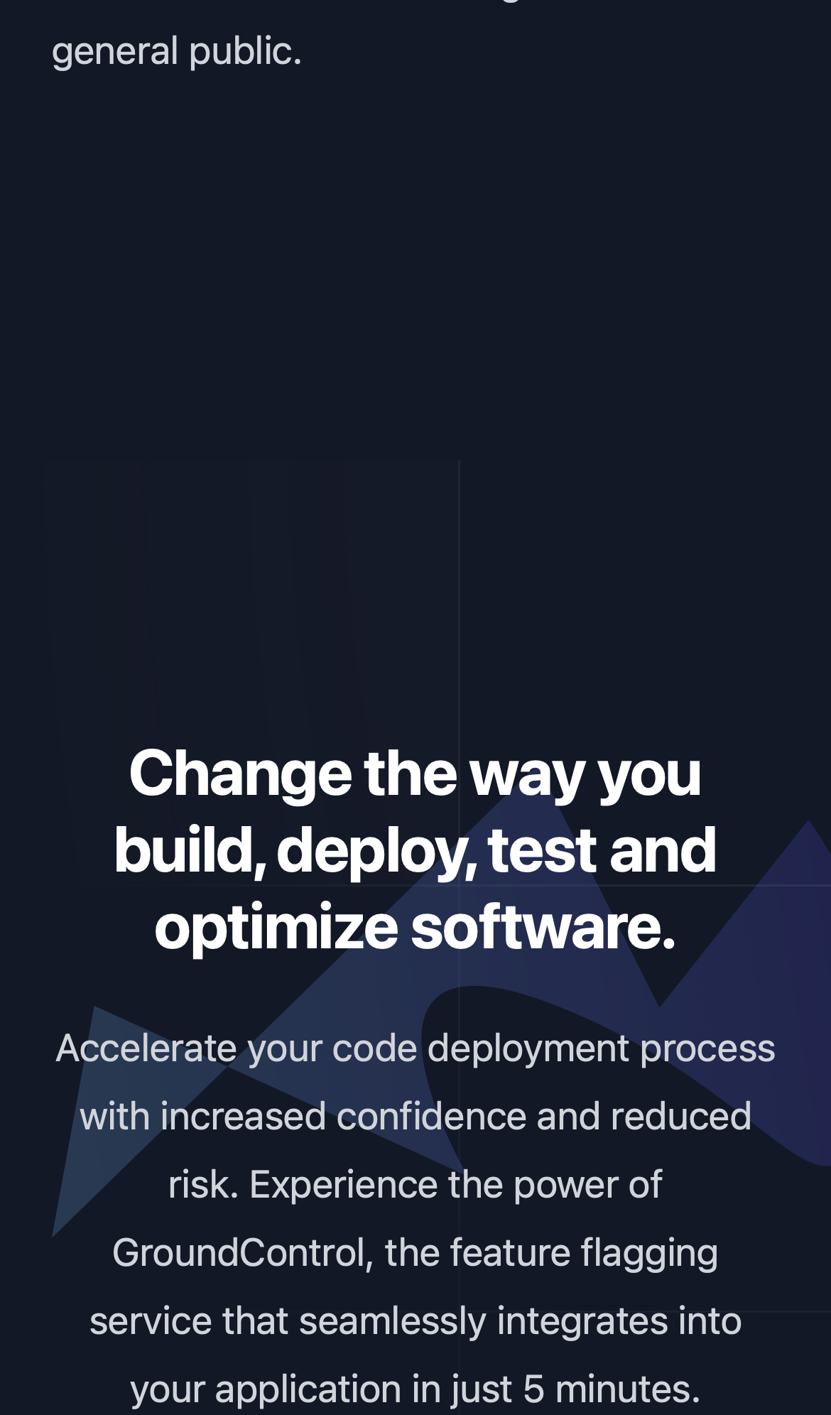 groundcontrol use cases interface, mobile dark stack screenshot