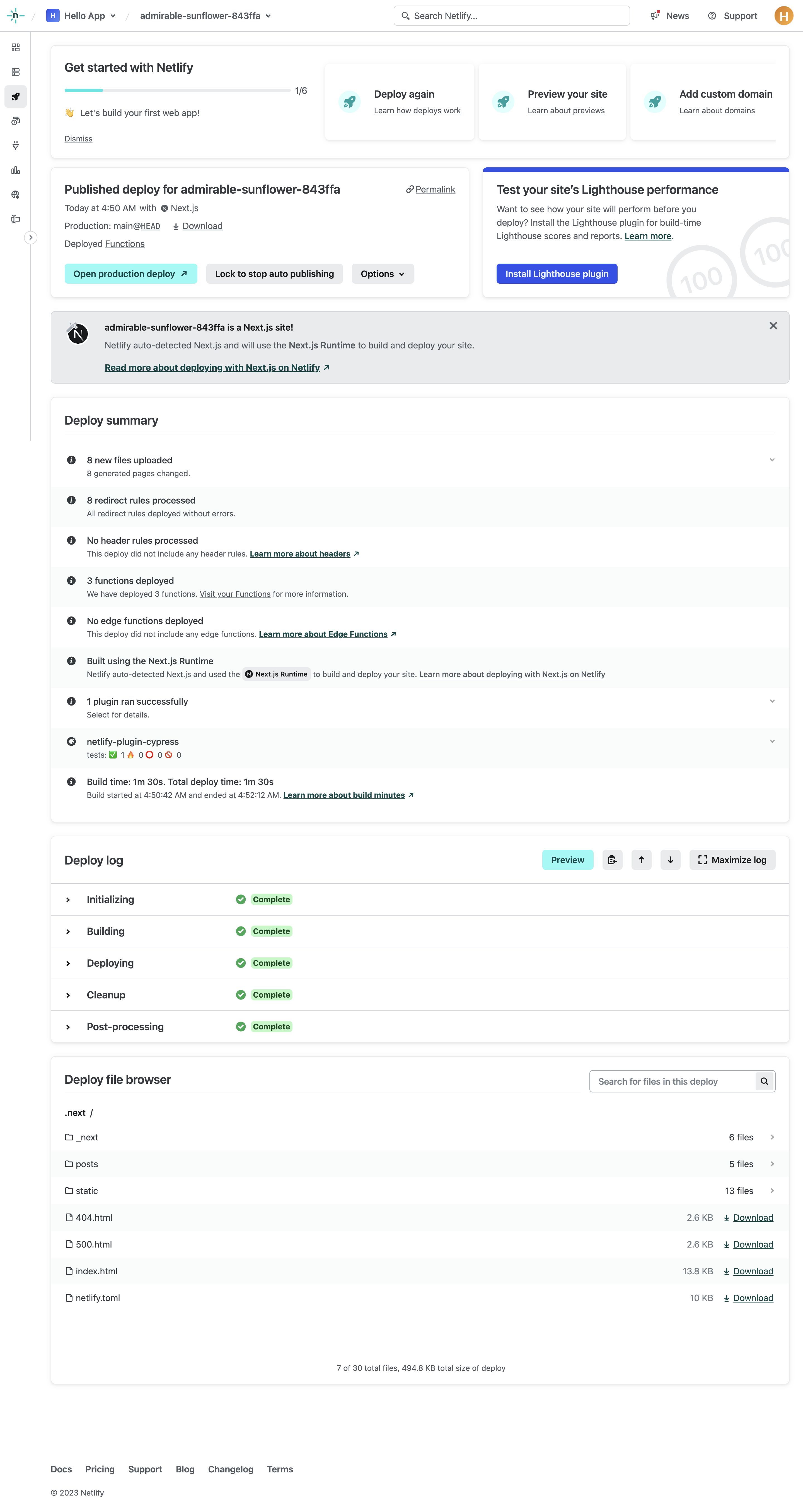 netlify deploypage interface, desktop light full screenshot