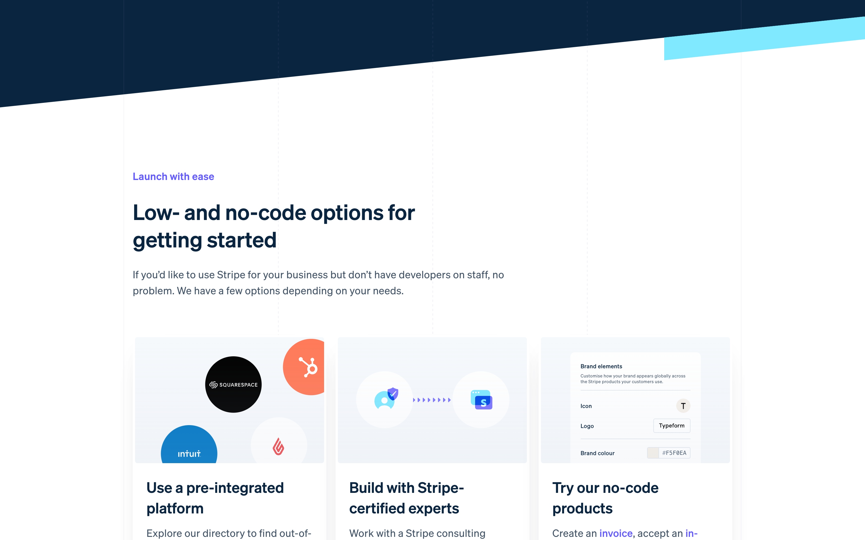 stripe landing interface, desktop light full screenshot