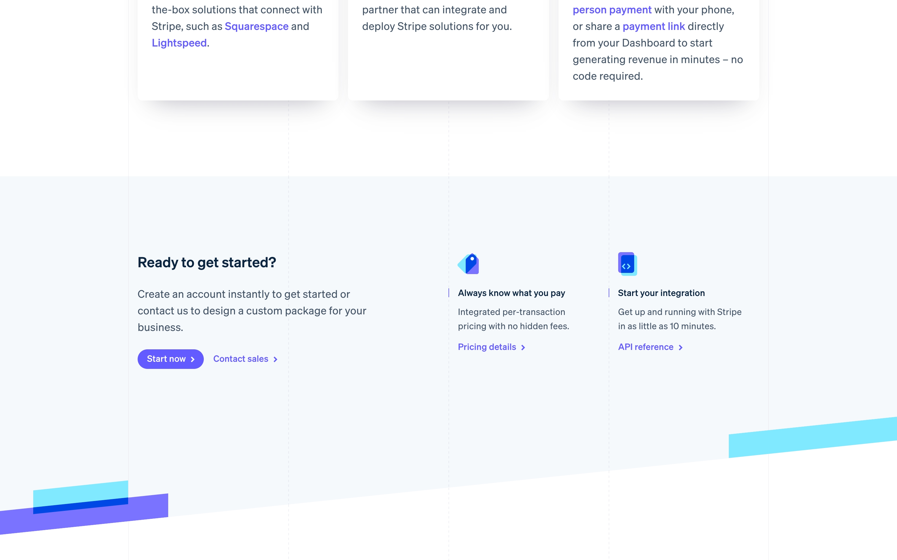 stripe landing interface, desktop light full screenshot