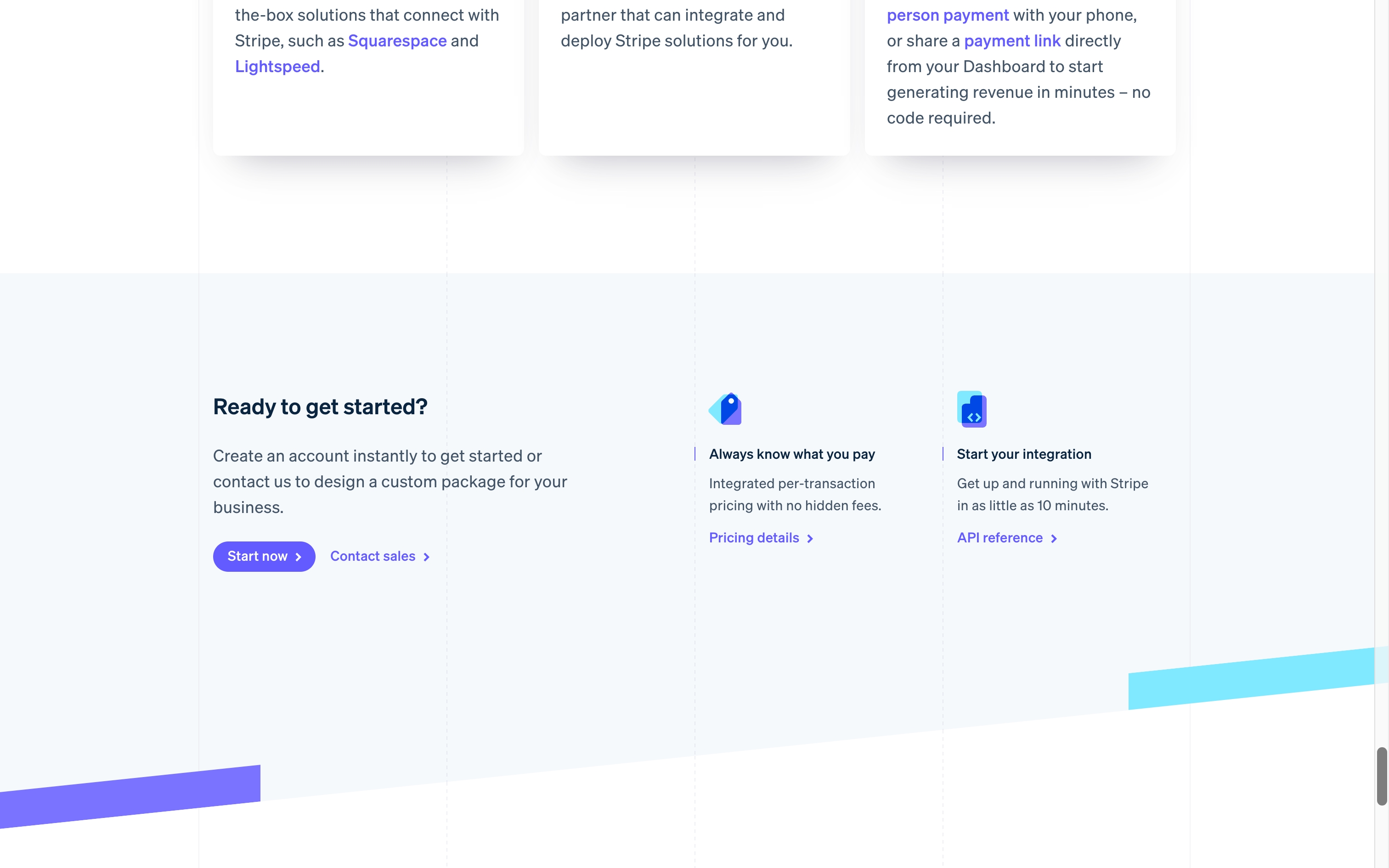 stripe landing interface, desktop light full screenshot