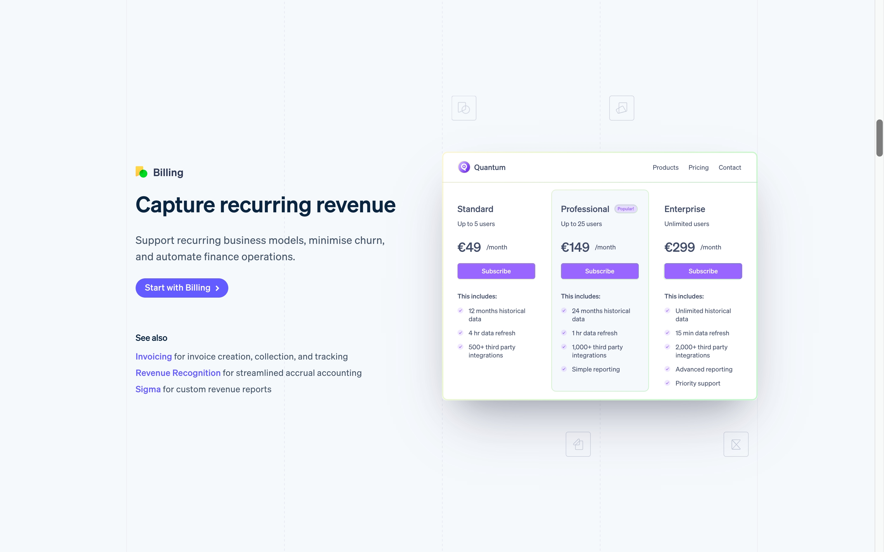 stripe landing interface, desktop light full screenshot