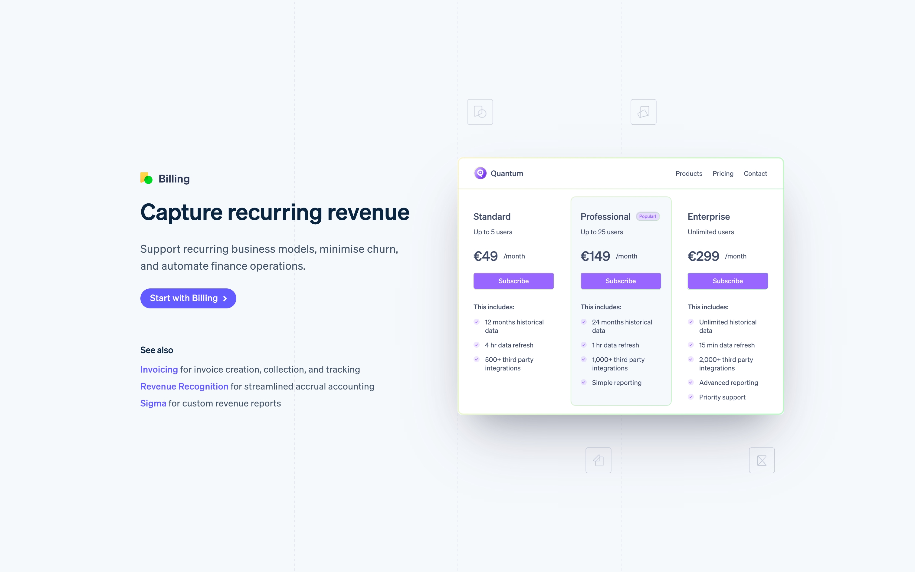 stripe landing interface, desktop light full screenshot