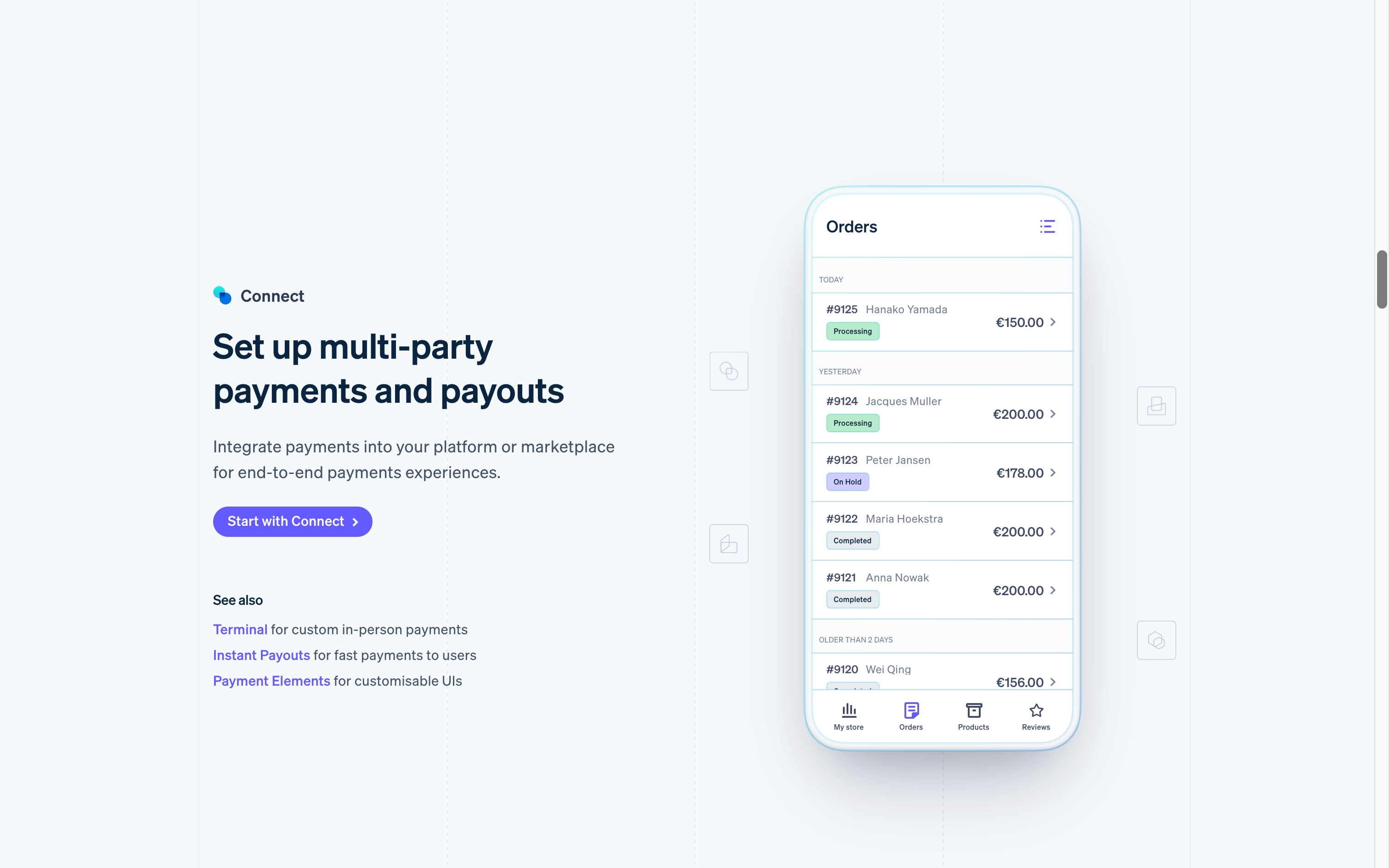 stripe landing interface, desktop light full screenshot