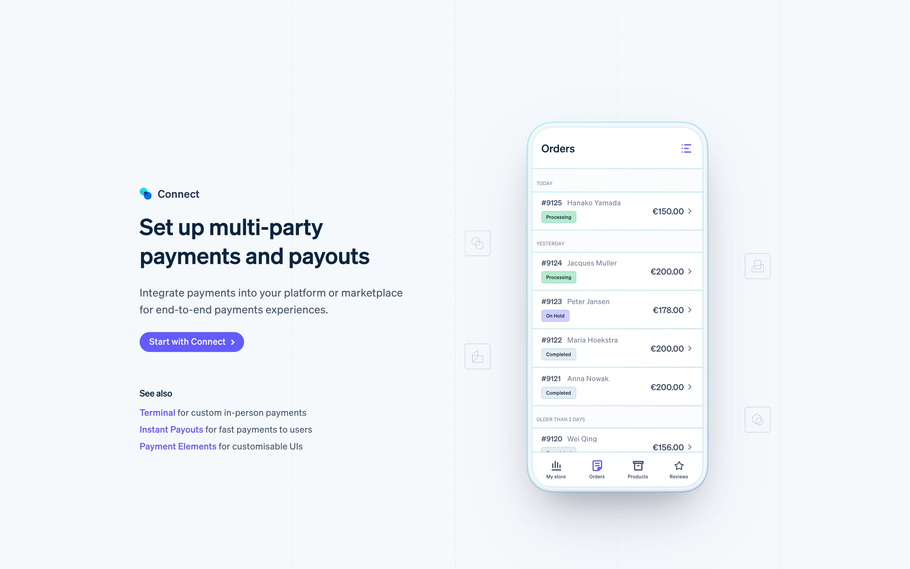 stripe landing interface, desktop light full screenshot