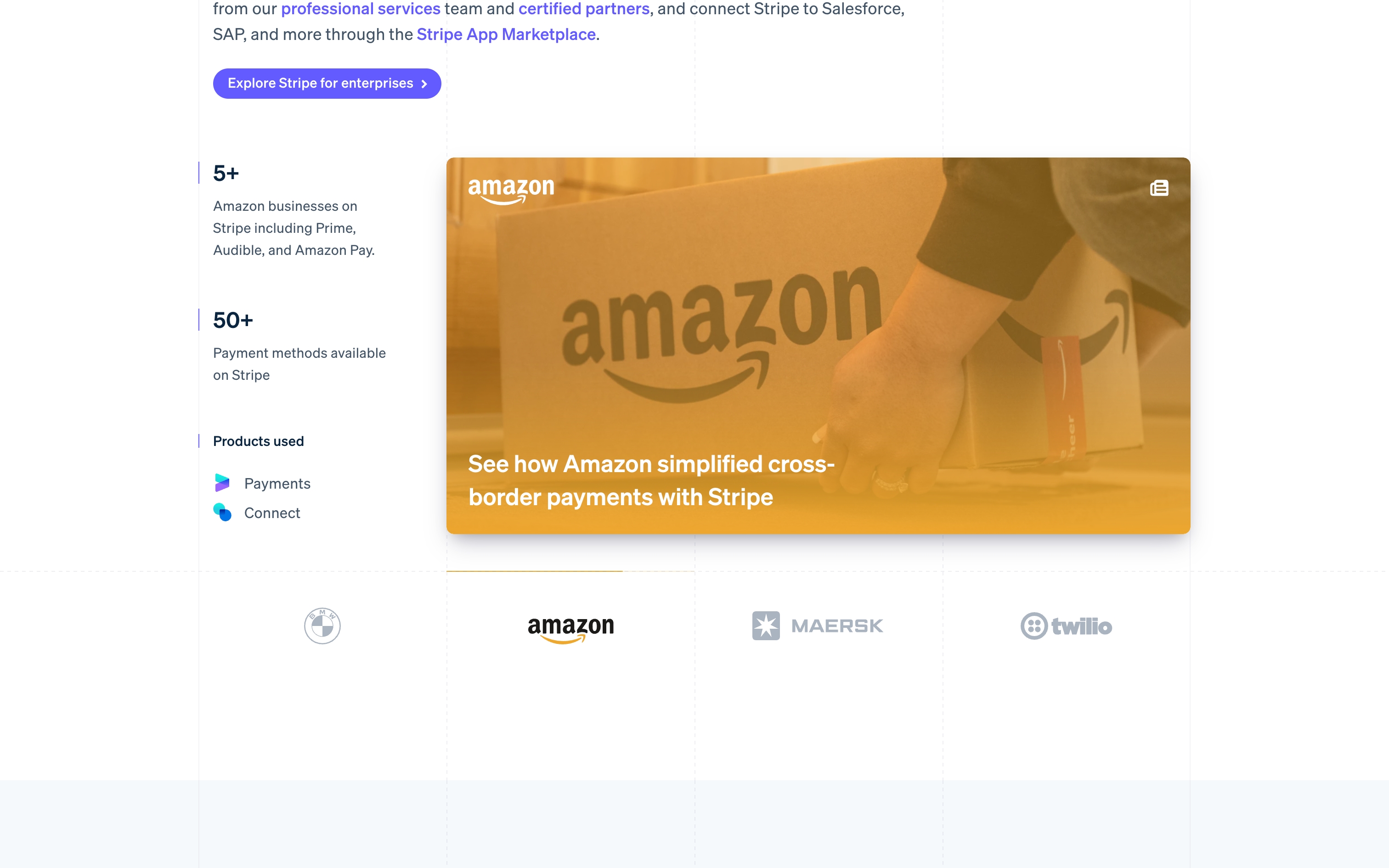 stripe landing interface, desktop light full screenshot