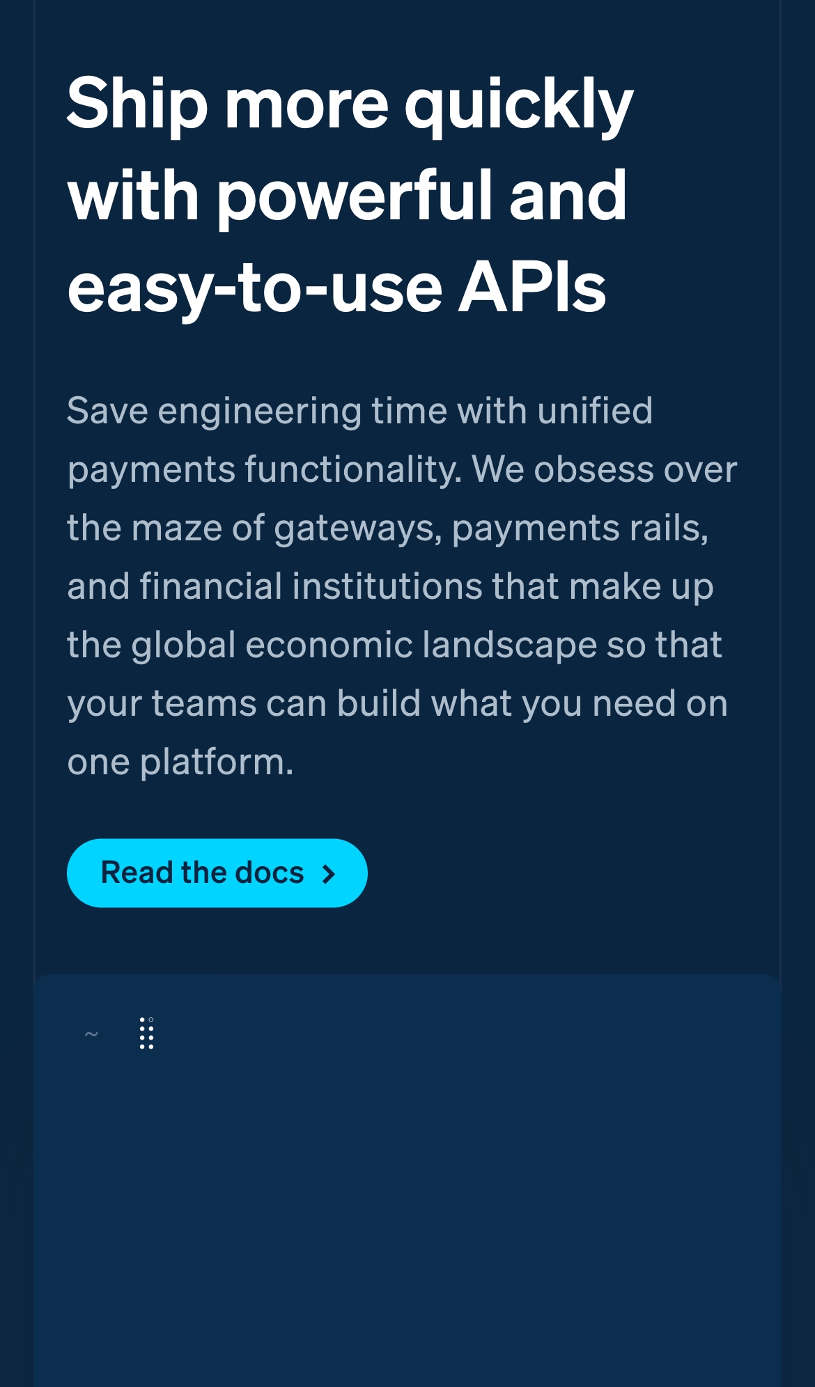 stripe landing interface, mobile light full screenshot
