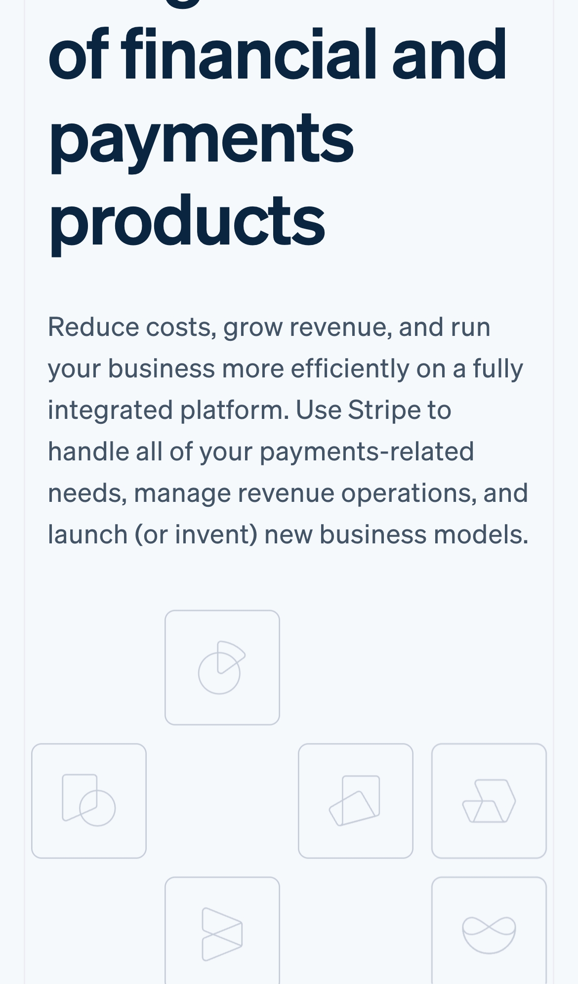 stripe landing interface, mobile light full screenshot