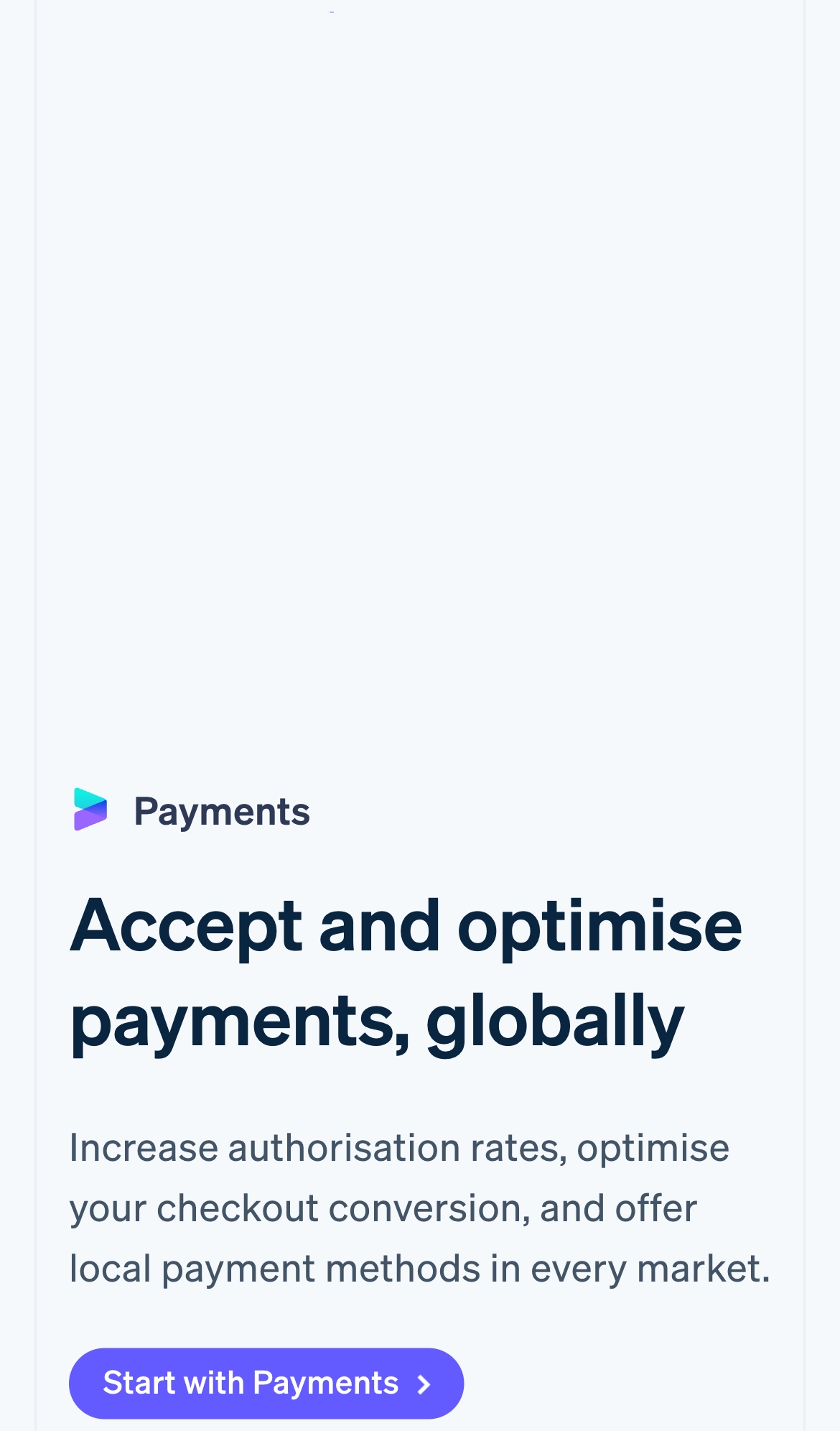stripe landing interface, mobile light full screenshot