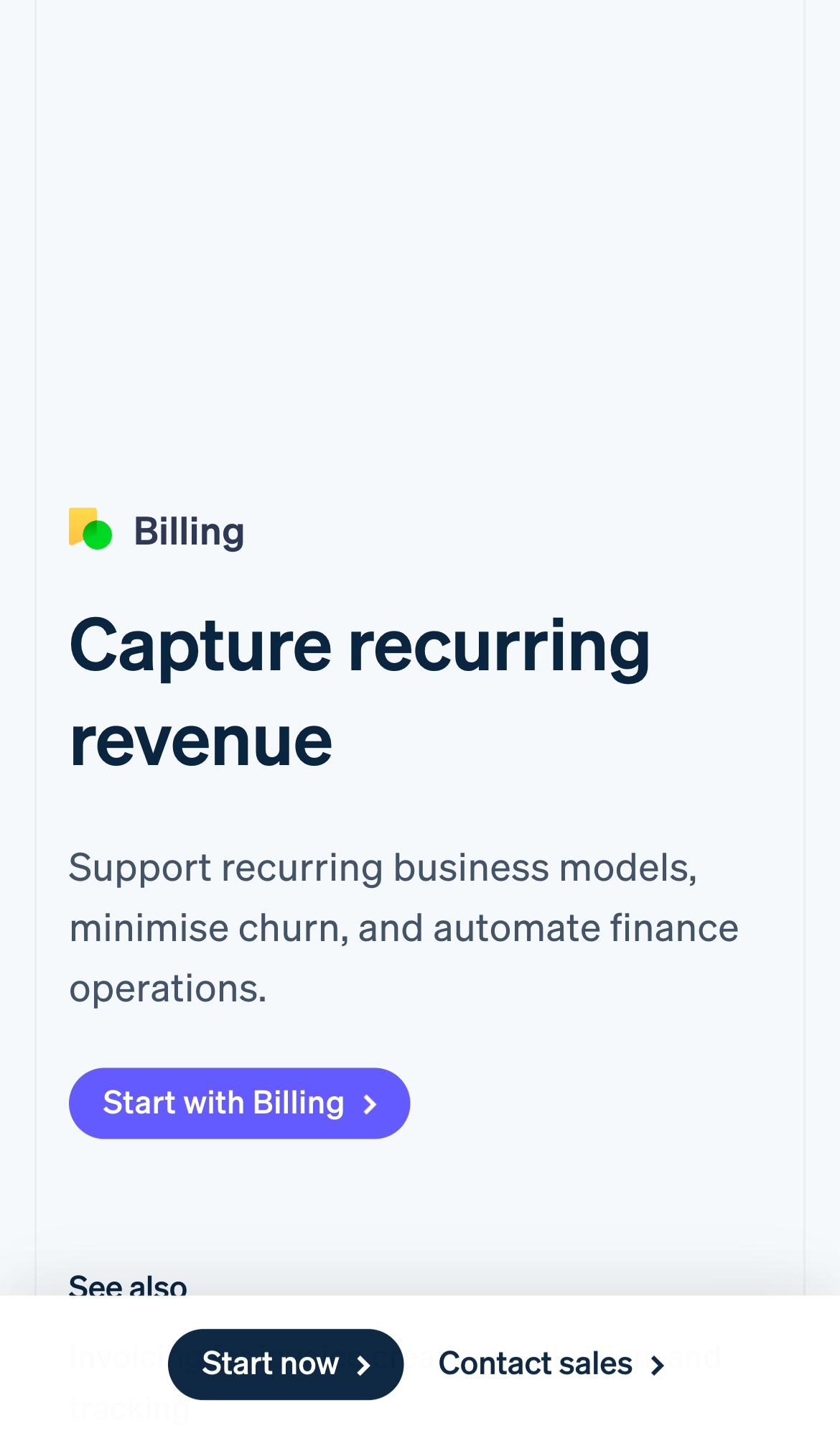 stripe landing interface, mobile light full screenshot