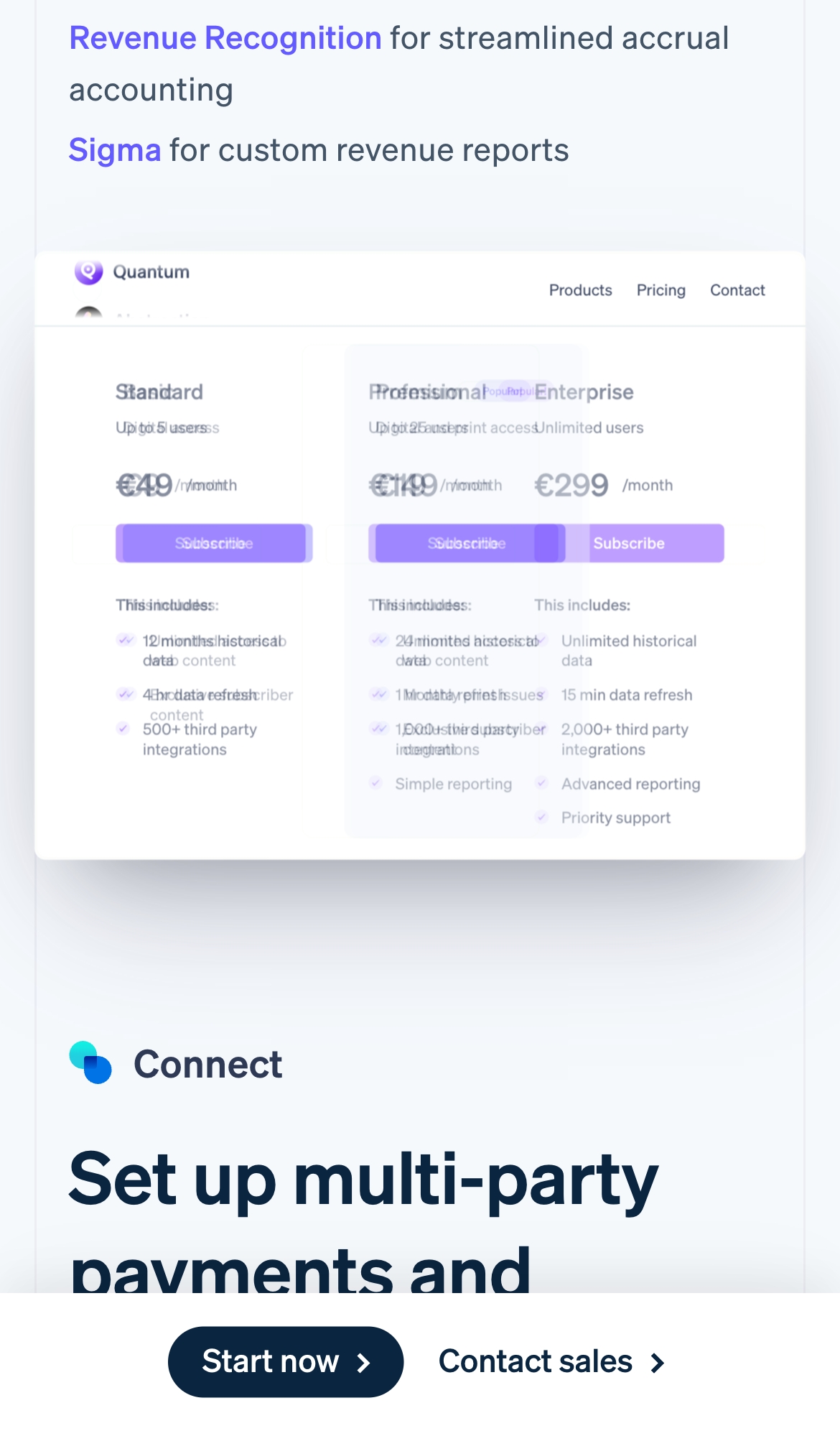 stripe landing interface, mobile light full screenshot