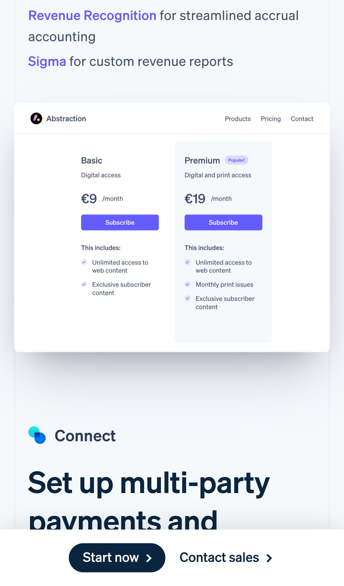 stripe landing interface, mobile light full screenshot