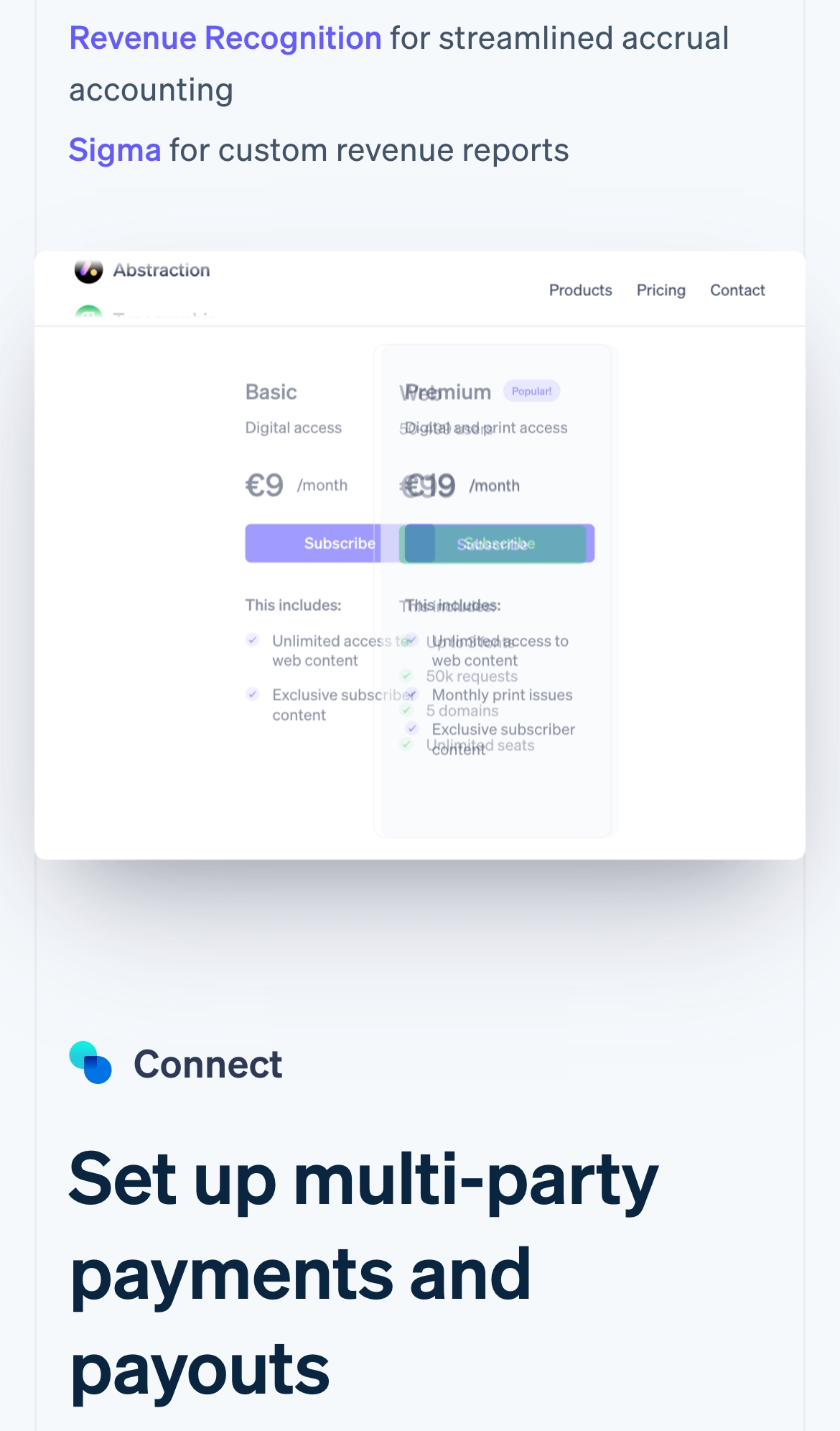 stripe landing interface, mobile light full screenshot