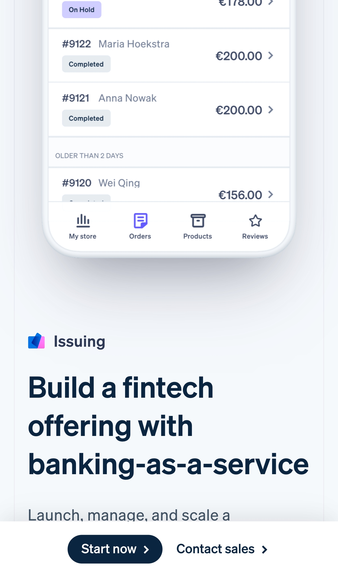 stripe landing interface, mobile light full screenshot