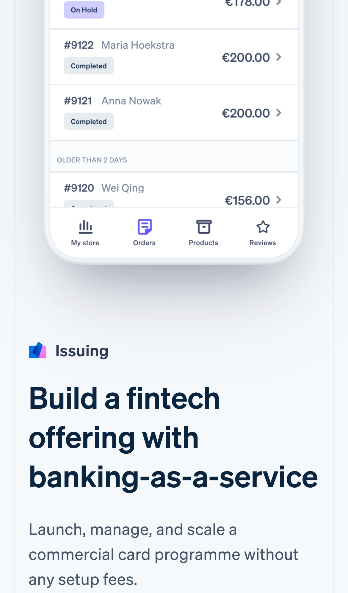 stripe landing interface, mobile light full screenshot