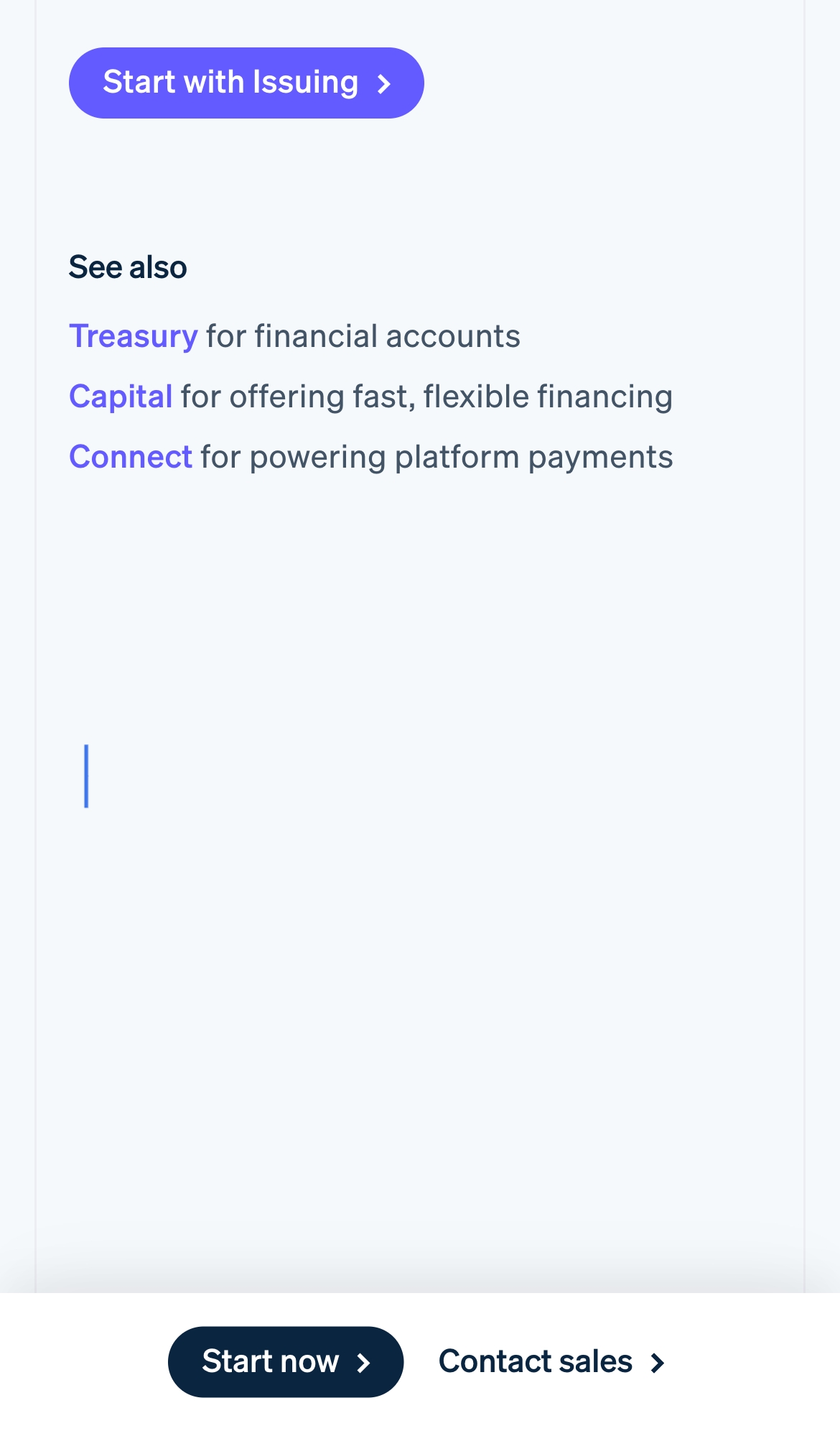 stripe landing interface, mobile light full screenshot