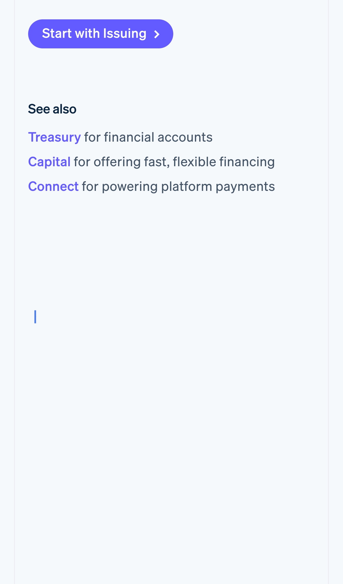 stripe landing interface, mobile light full screenshot