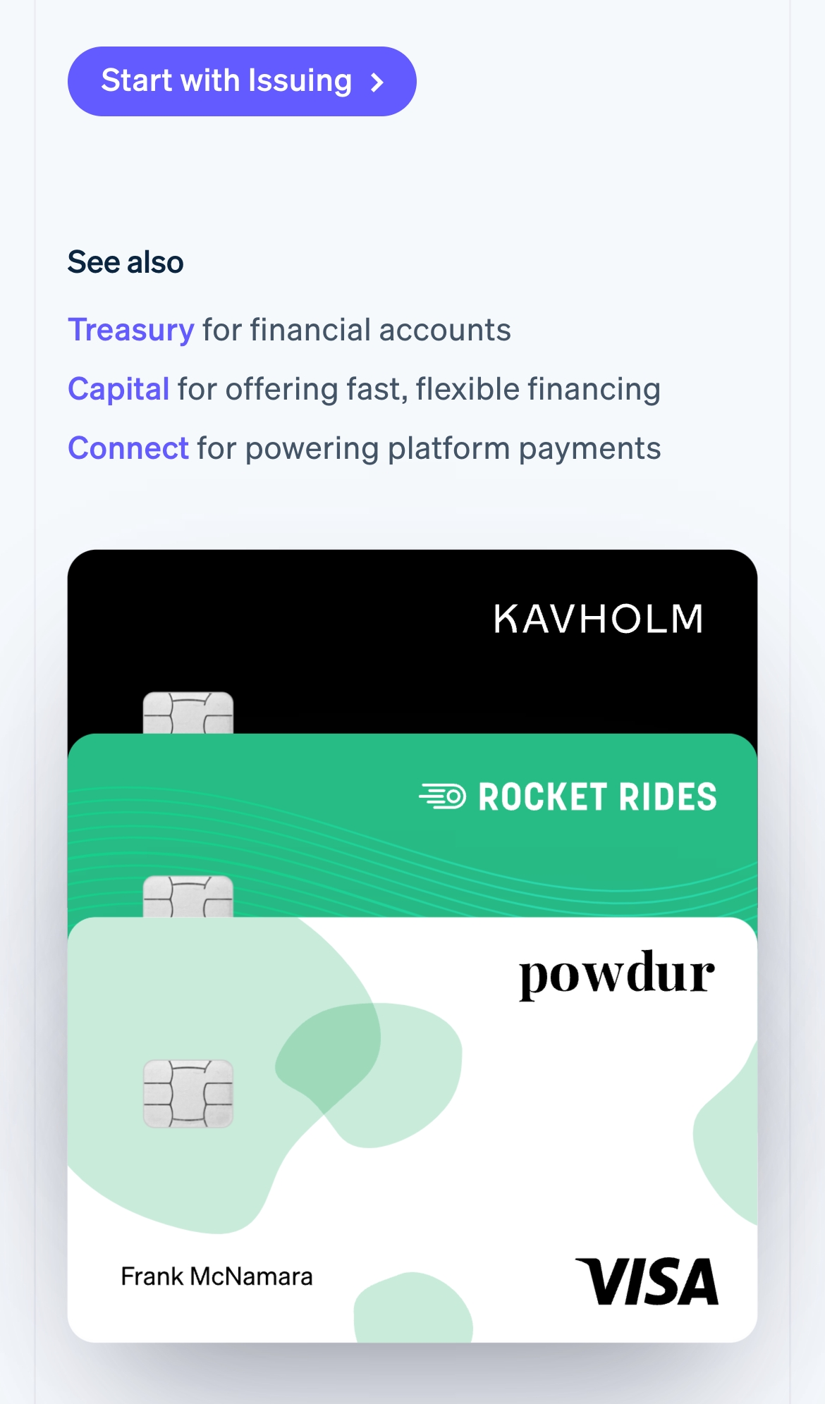 stripe landing interface, mobile light full screenshot
