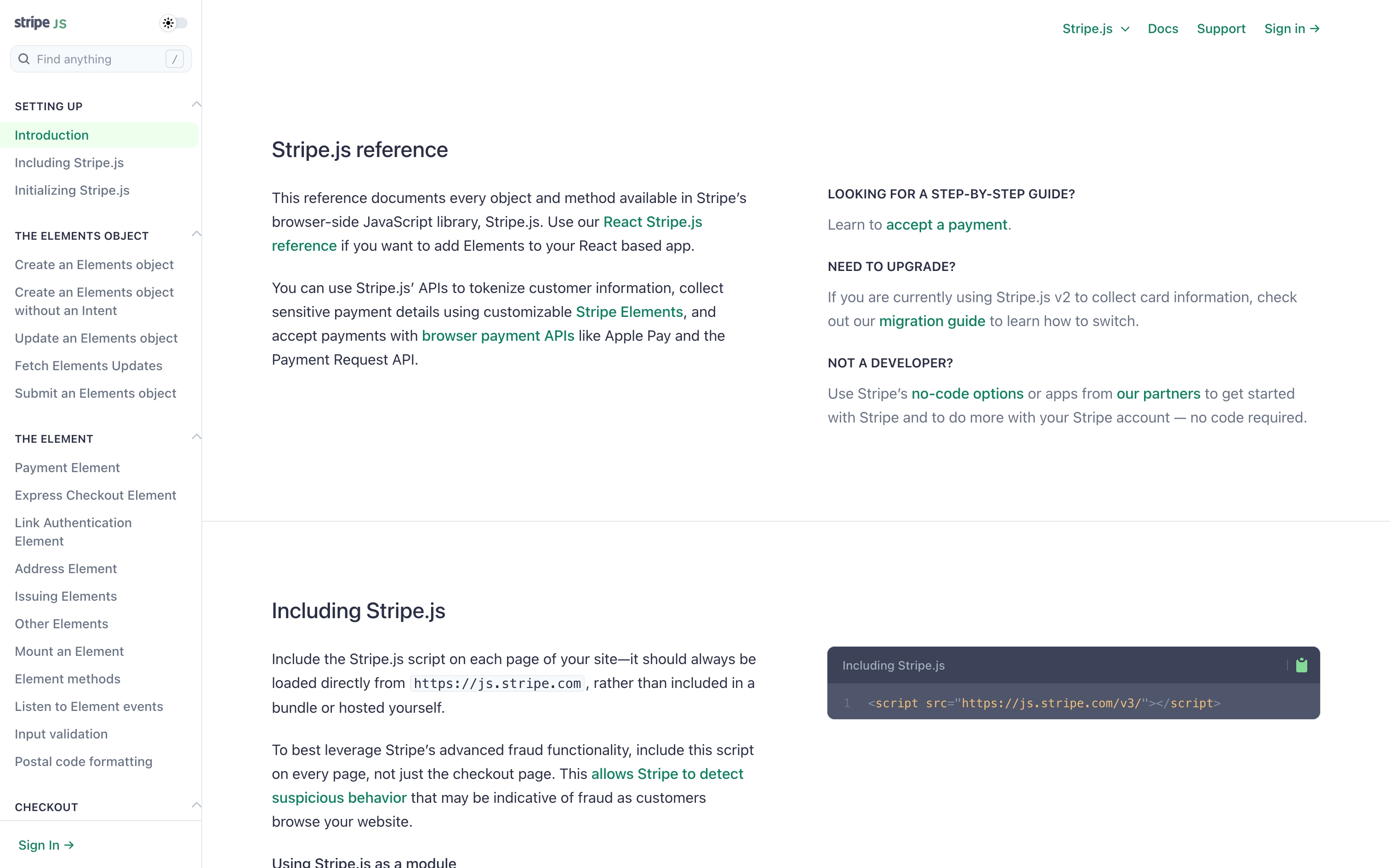 stripe@docs sdk interface, desktop light full screenshot