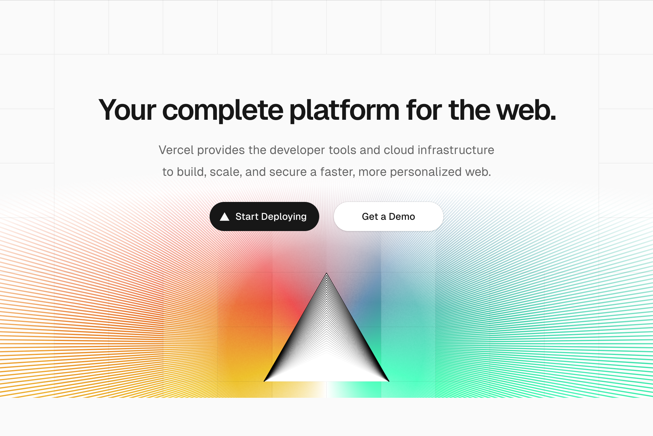 vercel landing – visual – hero interface, desktop light component screenshot