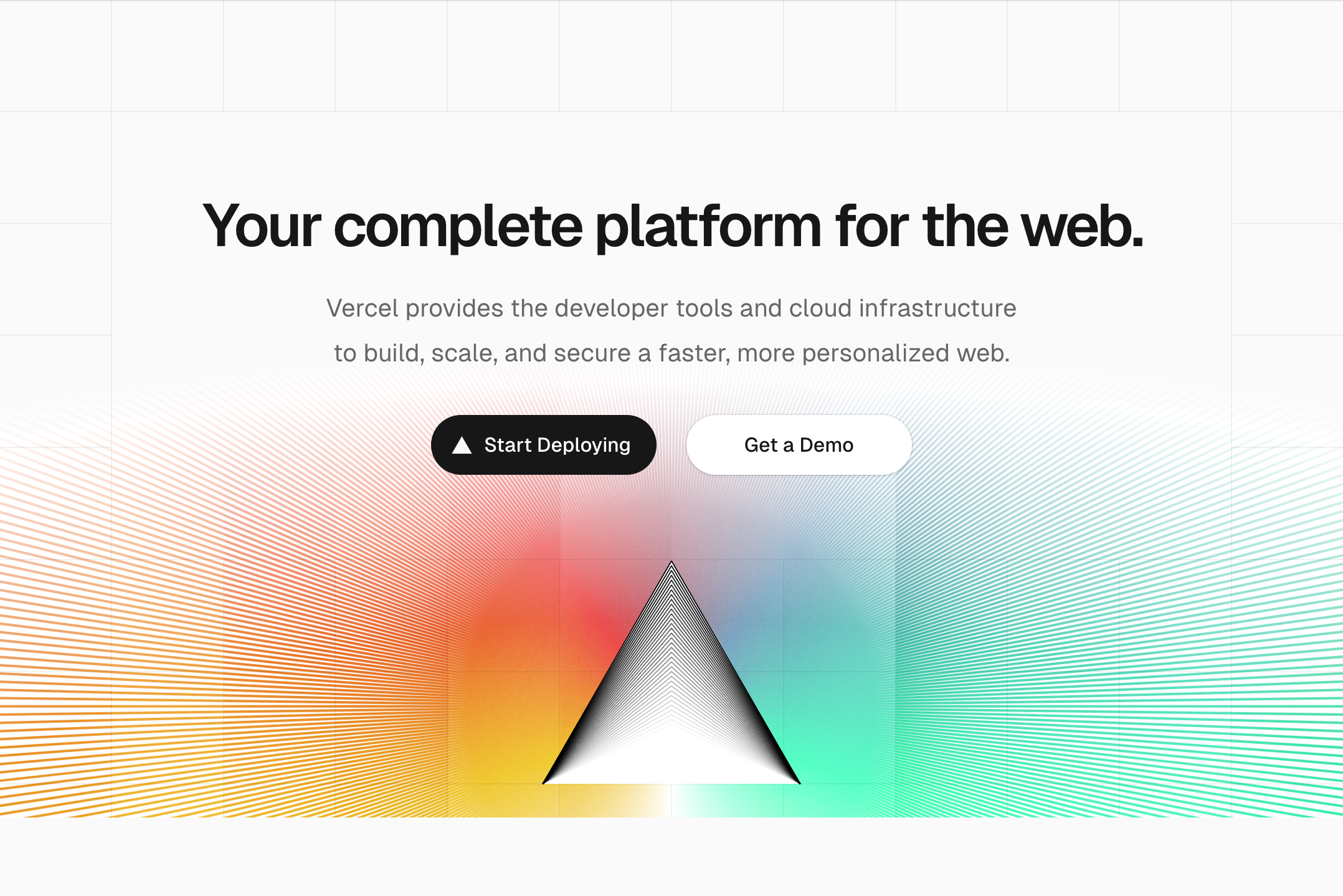 vercel landing – visual – hero interface, desktop light component screenshot