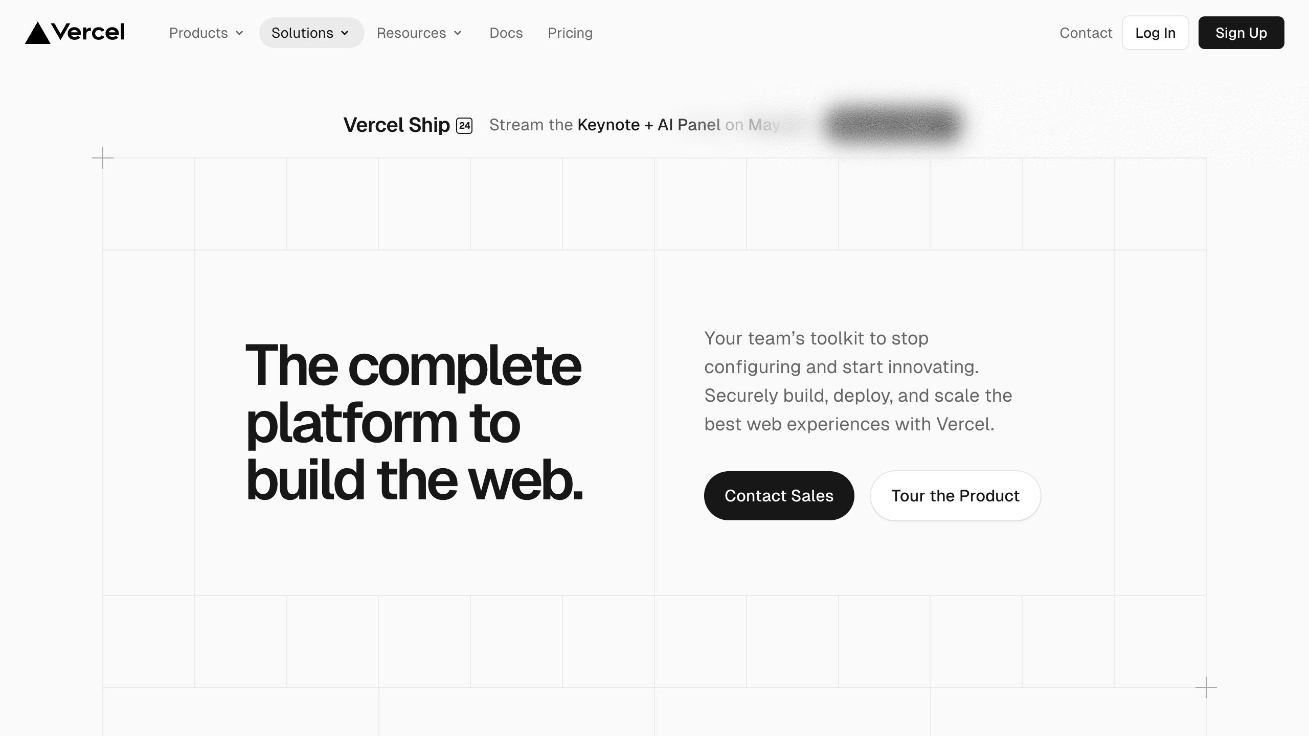 vercel enterprise interface, desktop light fold screenshot